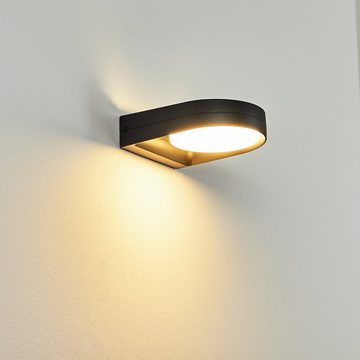 hofstein Außen-Wandleuchte »Biaxi« LED Außenmoderne Außenlampe aus Metall in Anthrazit, 3000 Kelvin, mit verstellbaren Kunststoffschirm in Weiß, LED, 1000 Lumen, IP54