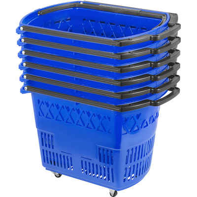 VEVOR Einkaufskorb 6 Stück Kunststoffkorb Tragekorb Einkaufskiste Basket Blau