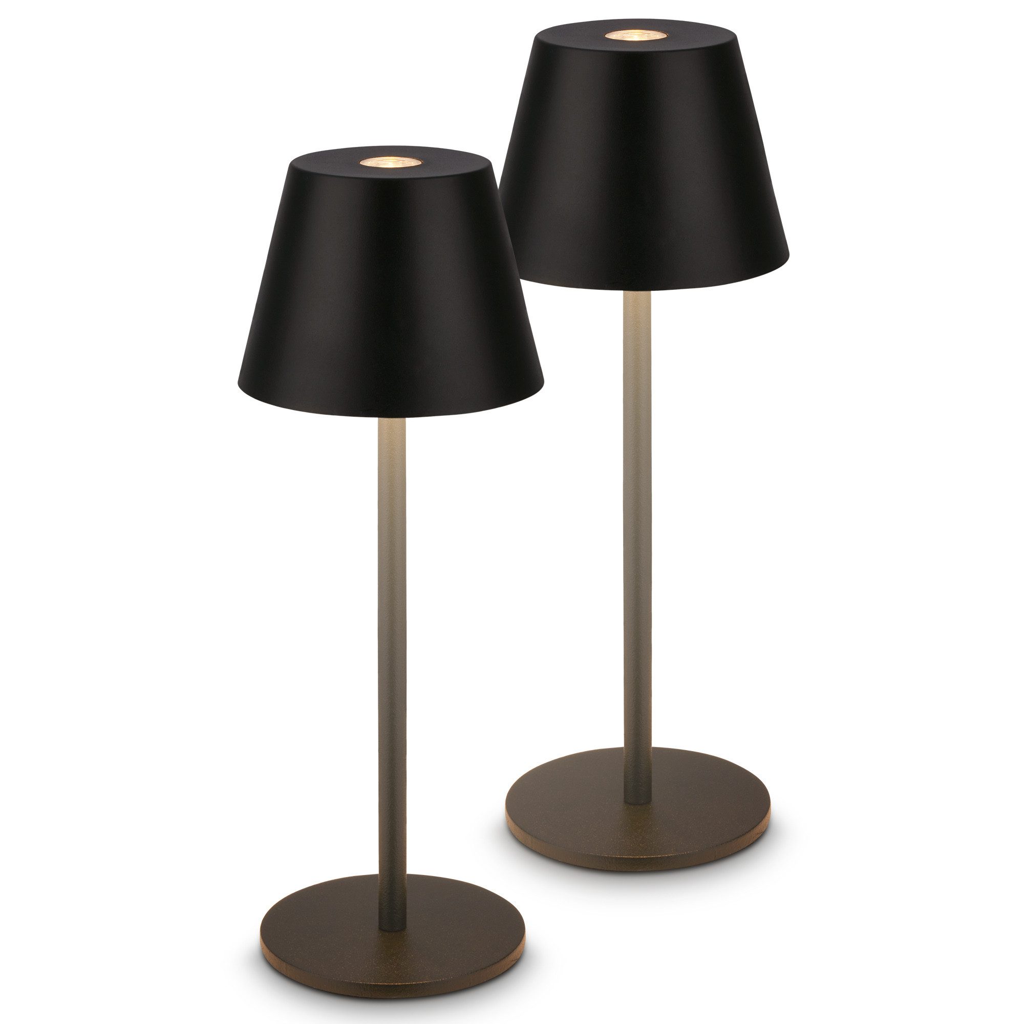 Briloner Leuchten LED Tischleuchte Akku Tischlampe kabellos Nano Indoor/Outdoor, 2 Stück, LED fest integriert, 6 x 16 cm (DxH) Schwarz/Weiß 1,5W Wohnzimmer Schlafzimmer
