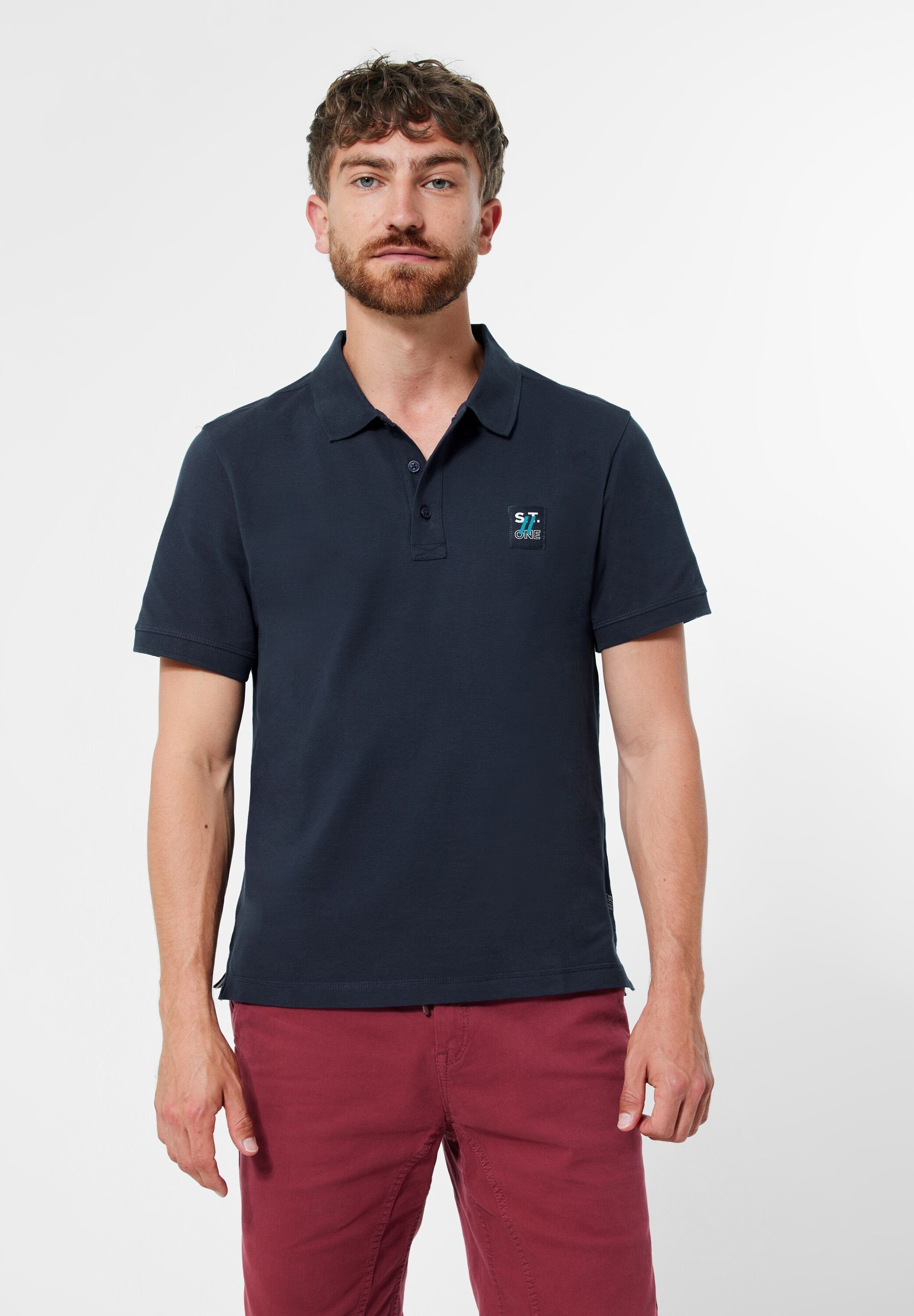 STREET ONE MEN Poloshirt mit Piqué-Struktur deep navy blue