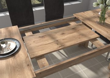xonox.home Esstisch Titan (Küchentisch in Nox Eiche, ausziehbar, 160 - 200 cm), für bis zu 8 Personen