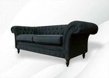 JVmoebel Chesterfield-Sofa Schwarzer Chesterfield Dreisitzer luxus Sofa Design Möbel Neu, Made in Europe