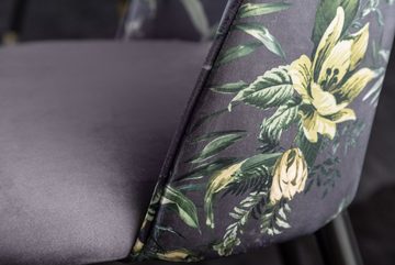 riess-ambiente Esszimmerstuhl PRÊT-À-PORTER grau / schwarz (Einzelartikel, 1 St), Samt · florales Design · Retro