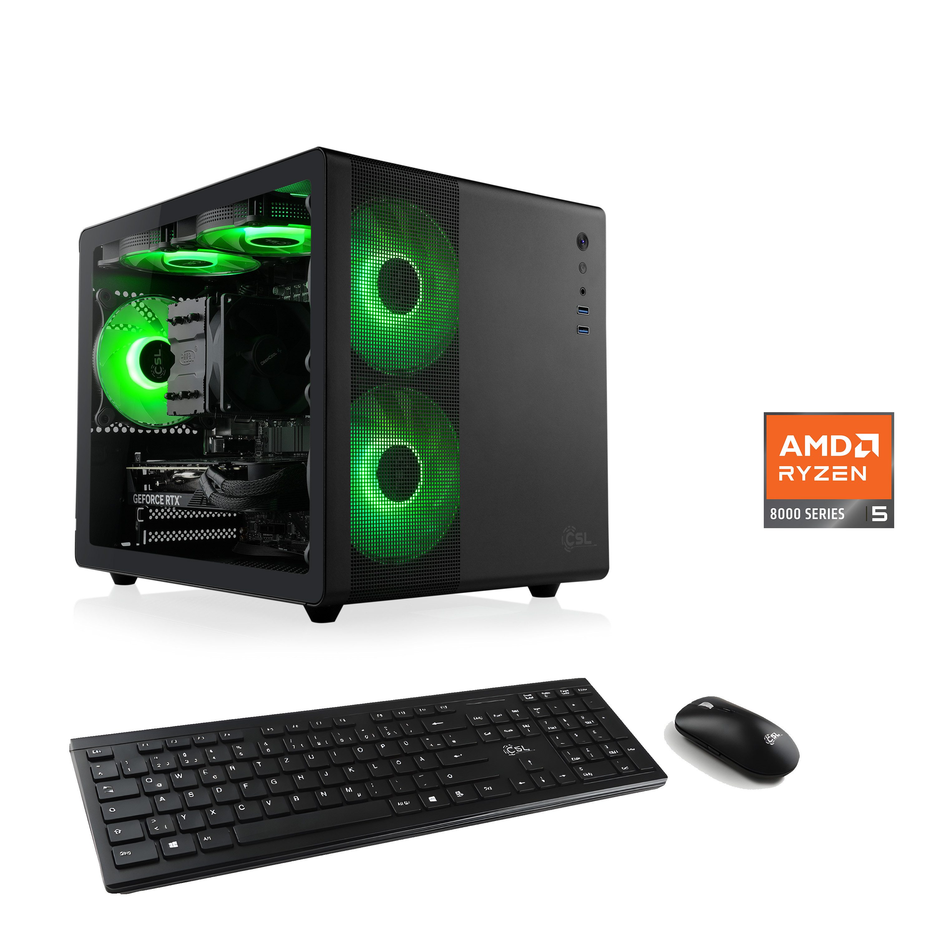 CSL Cube V24217 PC (AMD Ryzen 5 8400F, GeForce RTX 3050, 16 GB RAM, 500 GB SSD, Luftkühlung)