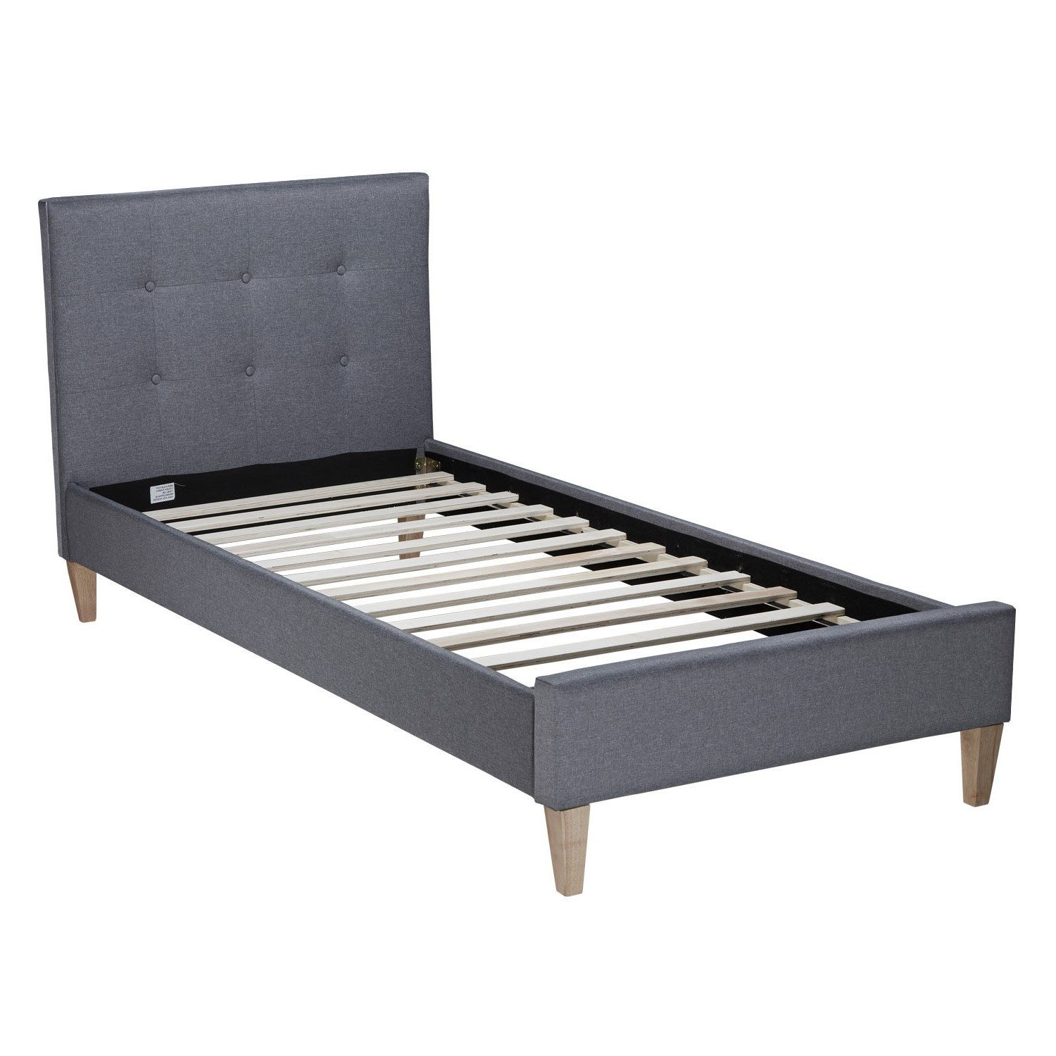 Homestyle4u Polsterbett 90x200 Einzelbett Grau Stoffbett günstig online kaufen