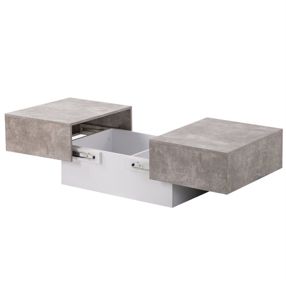 grau mit Stauraum, 102-159x60x40cm Fangqi Tisch und Beistelltisch Couchtisch,Wohnzimmertisch,Tische ausziehbarem