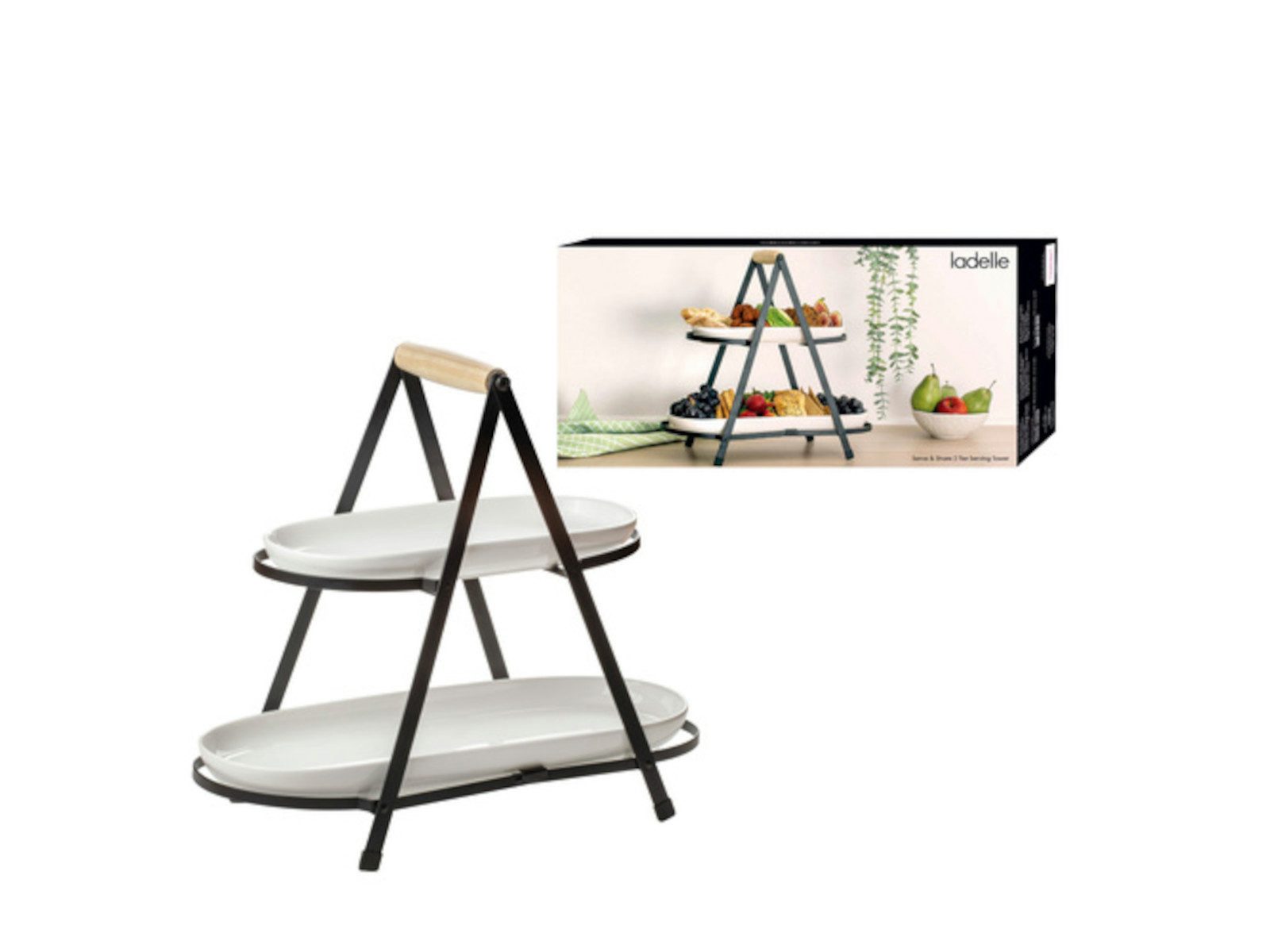 Ladelle Etagere SERVE & SHARE Servierturm 2-stufig, Steinzeug / Metall, (Serviertürme), Serve & Share 2 Tier Serving Tower 43.2x19.4x37cm