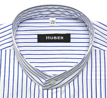 Huber Hemden Langarmhemd HU-0027 Stehkragen, gestreift, Regular Fit-gerader Schnitt, Made in EU