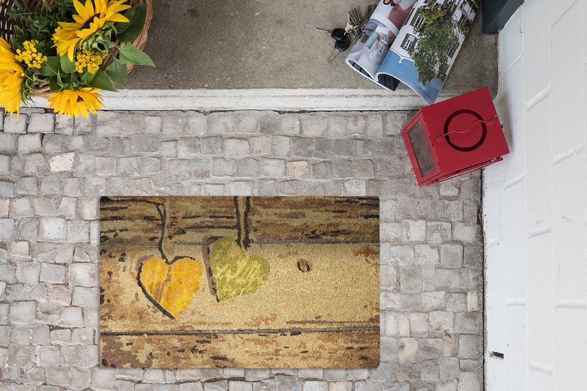 akzente Fußmatte AKZENTE Coco Design Fußmatte WOOD HEARTS NATURE 45 x 75 cm günstig online kaufen