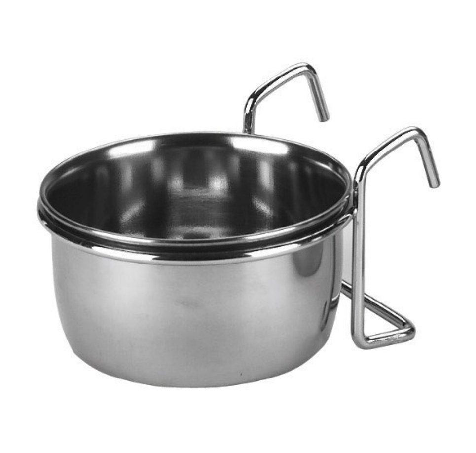 Napf Edelstahlnapf 600 ml, 12 cm mit Halter 84298