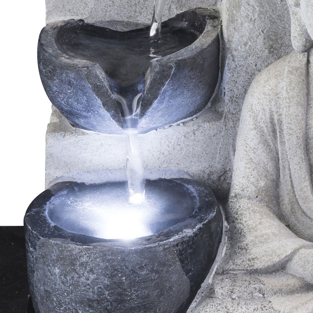 Springbrunnen mit mit Pumpe LED Beleuchtung Buddha- Zimmerbrunnen, etc-shop Tischbrunnen