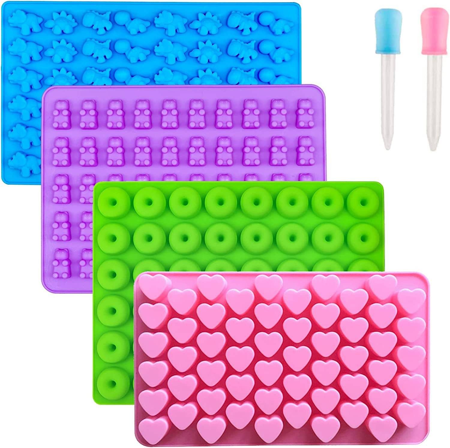 MC Star Silikonform Gummibärchen-Formen aus Silikon mit 2 Pipetten, 4 Mini-Silikonformen, (6-tlg)