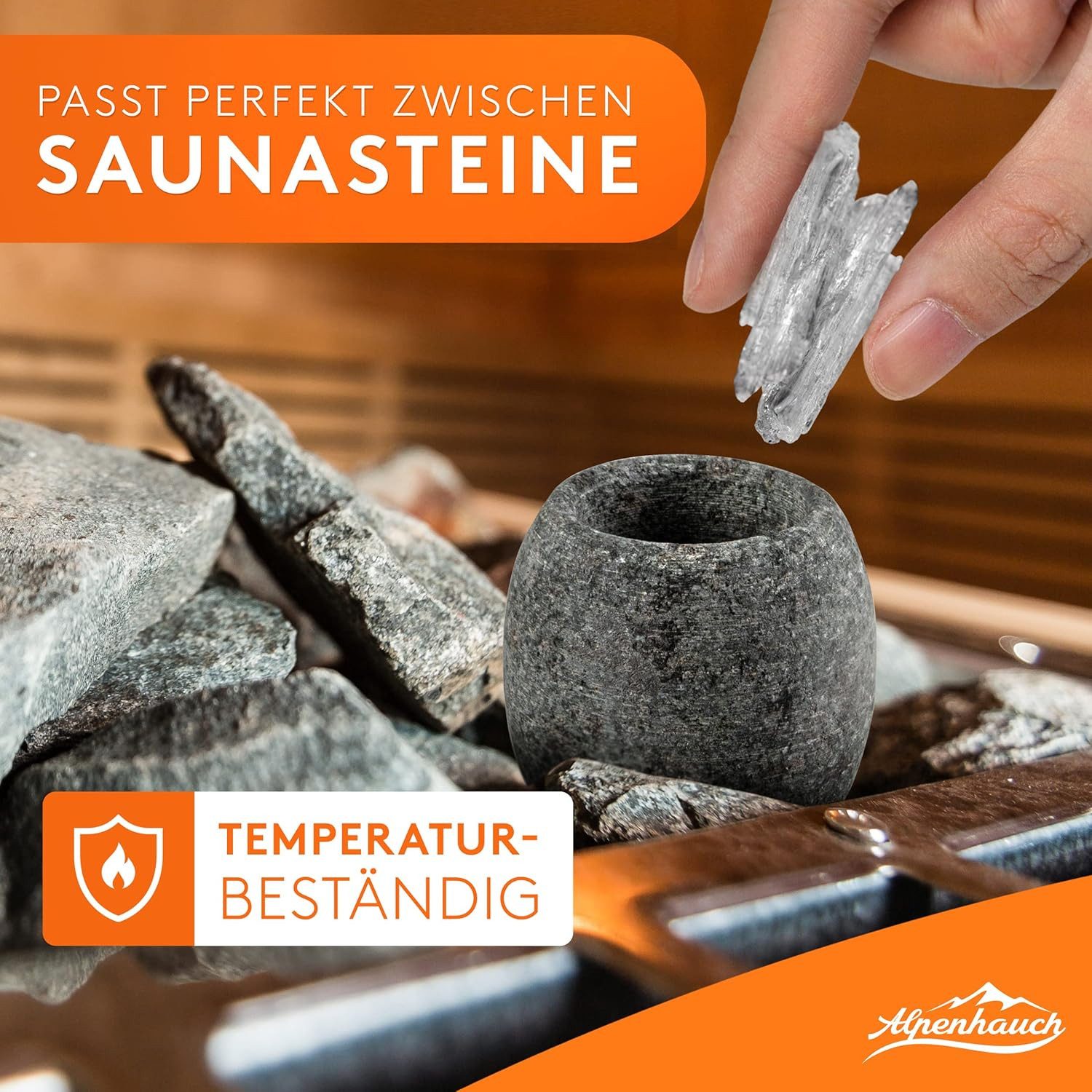 Alpenhauch Sauna-Aufgussset - Aromaschale [5x5 cm] aus Speckstein - handgefertigt, hitzebeständig (1-tlg) Massiver Speckstein, intensiver Dufer, für Mentholkristalle & Saunaöle