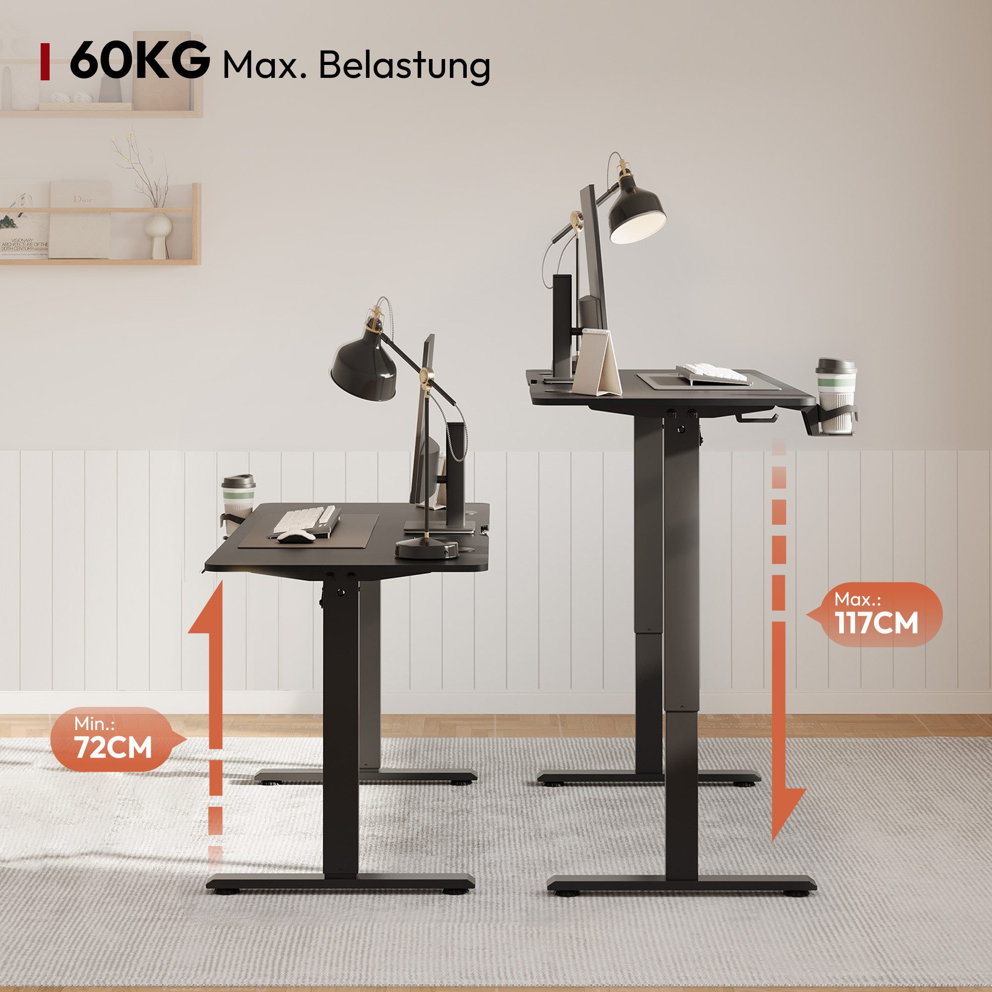 SANODESK Schreibtisch Elektrisch höhenverstellbarer Schreibtisch (2-Fach-Te günstig online kaufen