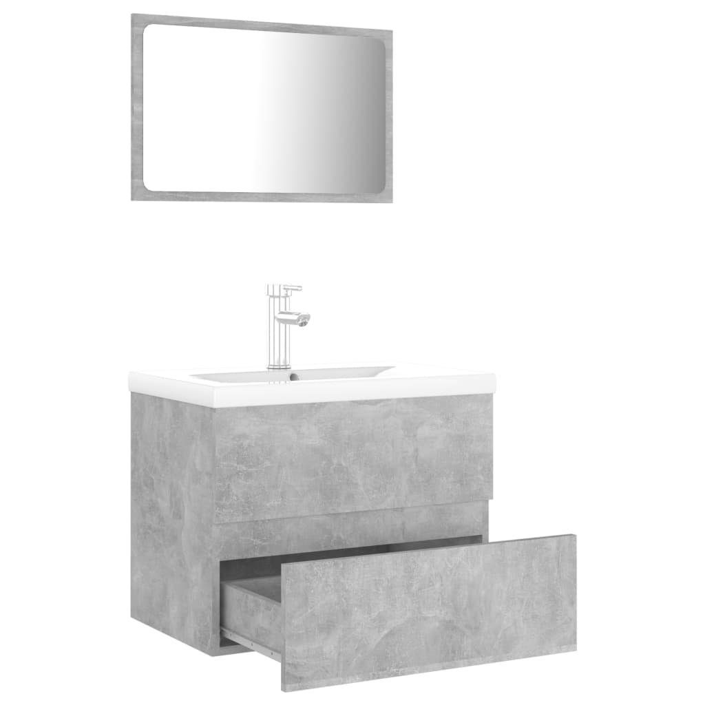 vidaXL Badezimmer-Set Badmöbel-Set Betongrau Holzwerkstoff, (1-St) günstig online kaufen