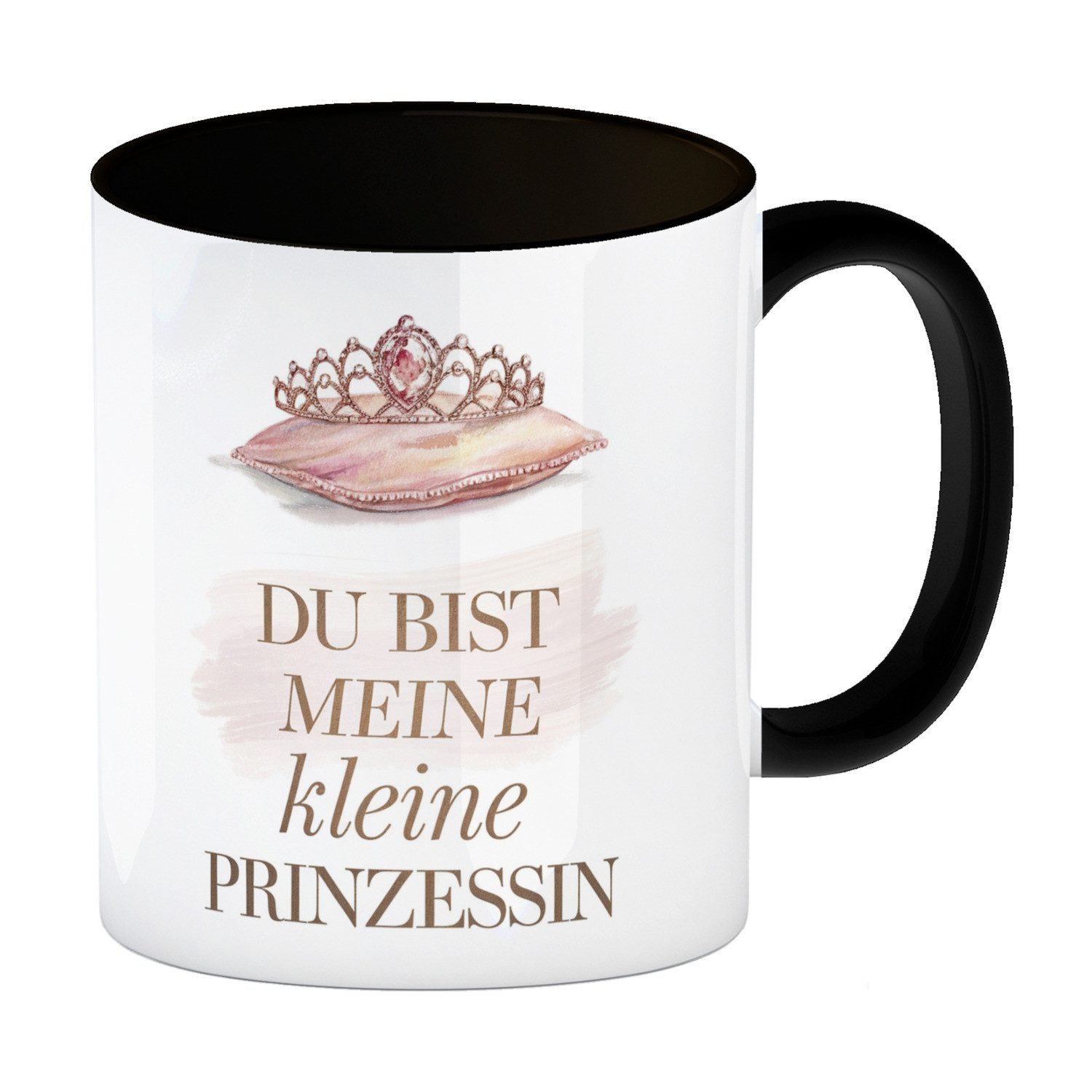 speecheese Tasse Meine kleine Prinzessin Kaffeebecher in schwarz Tiara auf Kissen