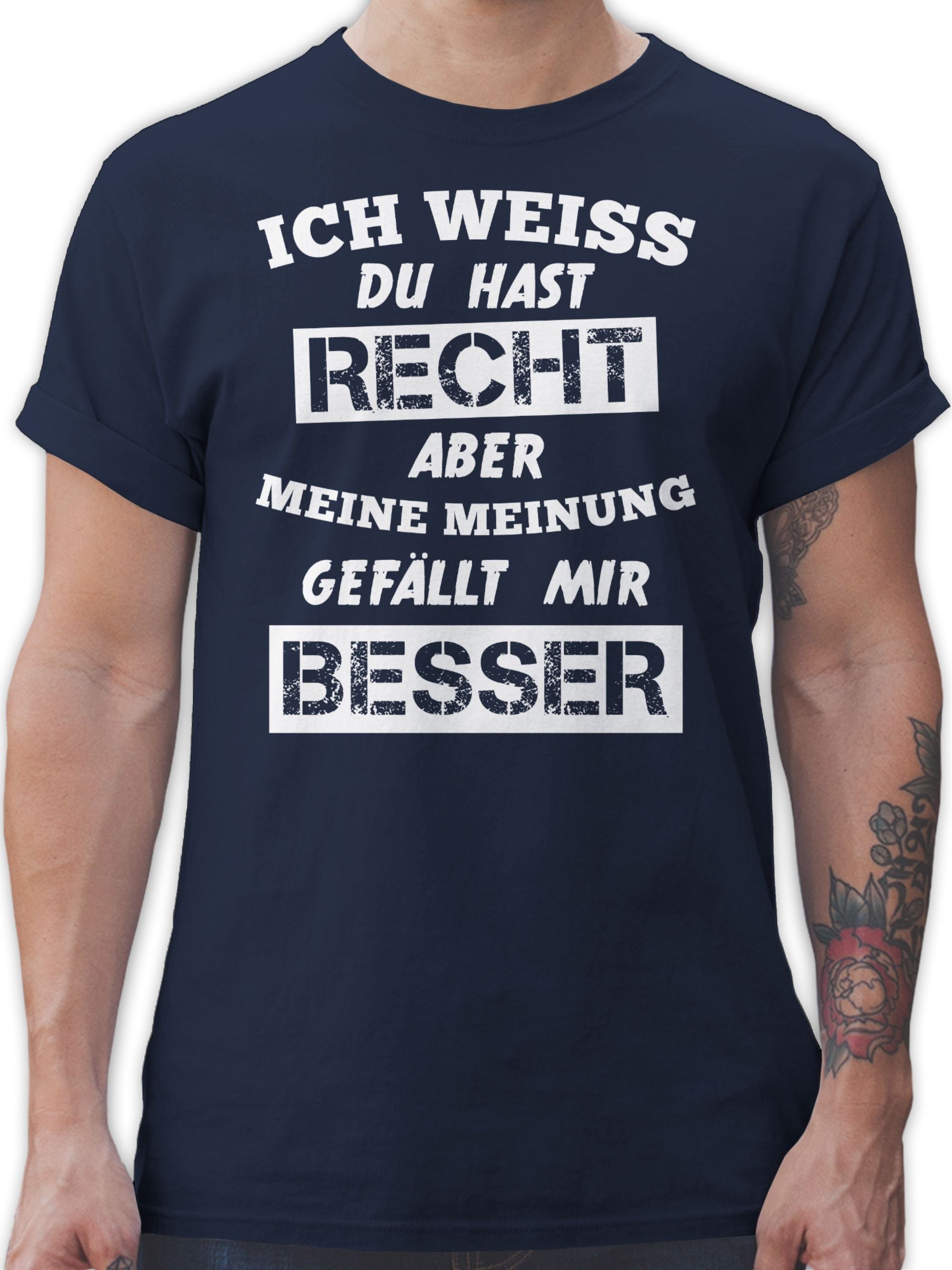 Shirtracer T-Shirt Meine Meinung 3 Navy Spruch Besserwisser Sprüche Statement mit Blau