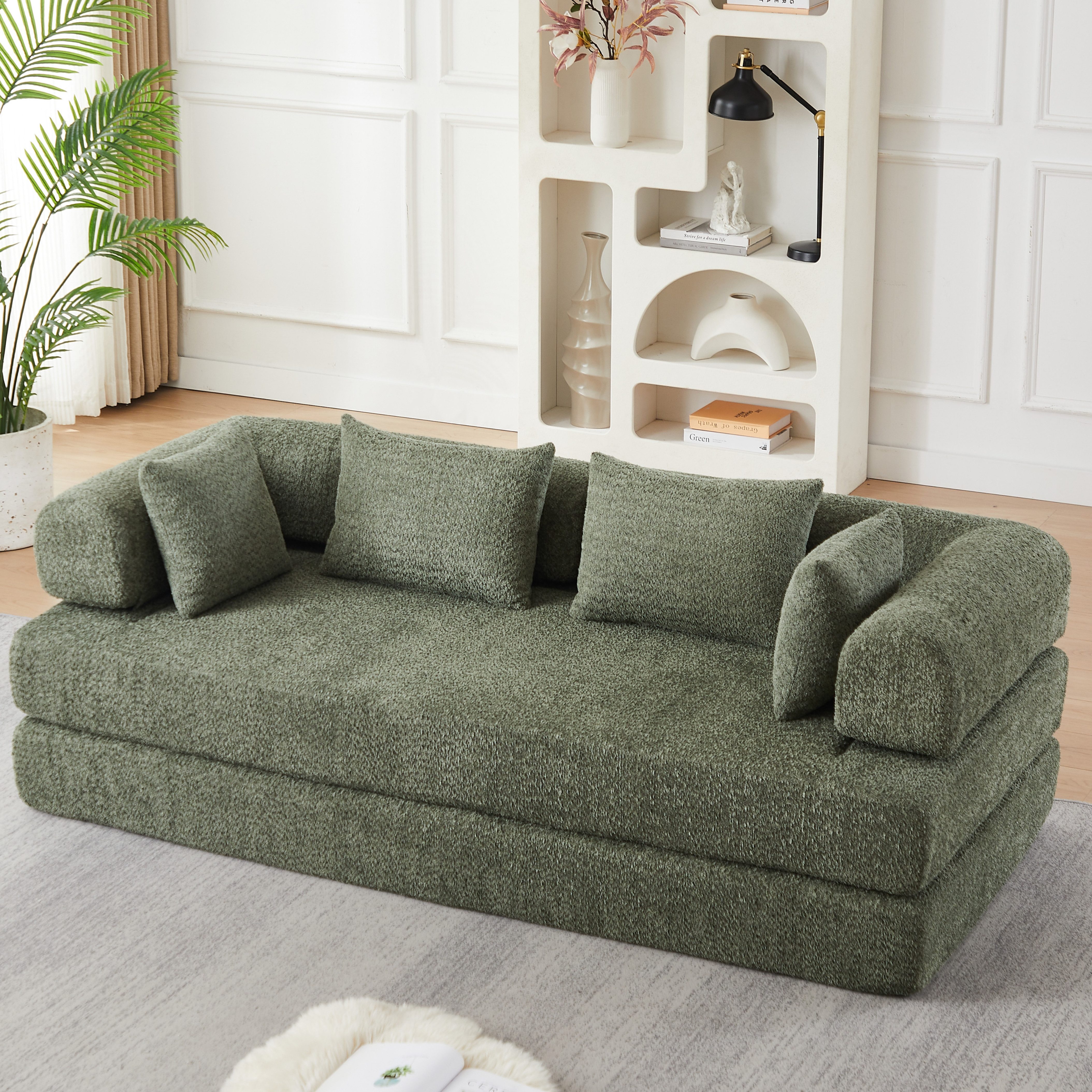 GLP Schlafsofa 4-in-1, modulares 2-Sitzer-Sofa mit Schlaffunktion aus Chenille, Breite 200 cm, Liegefläche 178x190 cm, 75 cm Sitztiefe, ohne Montage