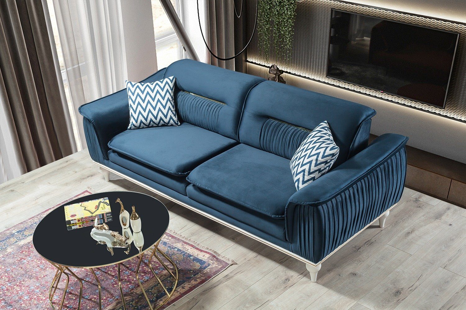 Stk. Luxus-Microfaser Sofa Villa in Möbel Polyester) Quality 1 2-Sitzer, (100% Made Cello, Turkey,