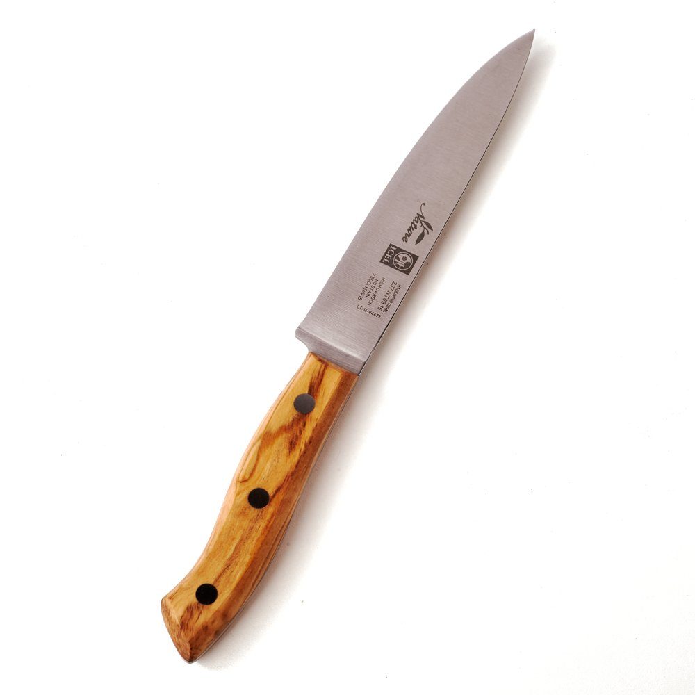 Gemüsemesser Klinge Küchenmesser Messer 15cm mit dasOlivenholzbrett Olivenholzgriff,