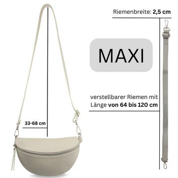 Frentree Umhängetasche Damen aus Echtleder, Made in Italy, Crossbody Tasche Schultertasche, mit silbernem Reißverschluss, Größe Maxi