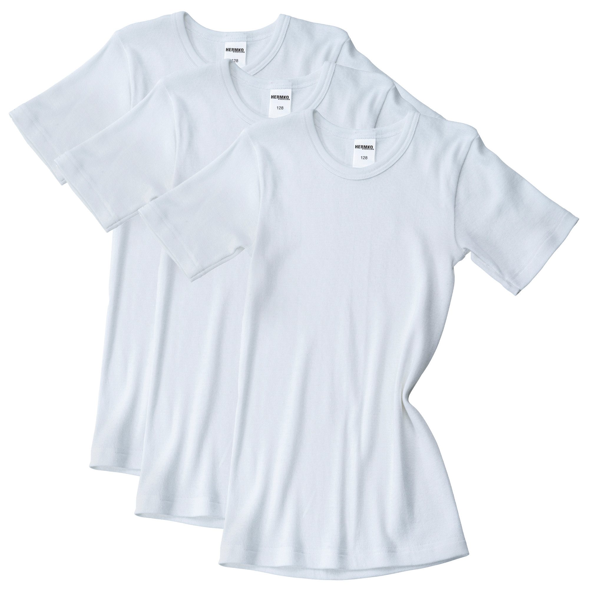 HERMKO Unterziehshirt 28103 (Pack, 3er) 100 % Bio-Baumwolle, kurzarm, unisex, hergestellt in EU, Feinripp