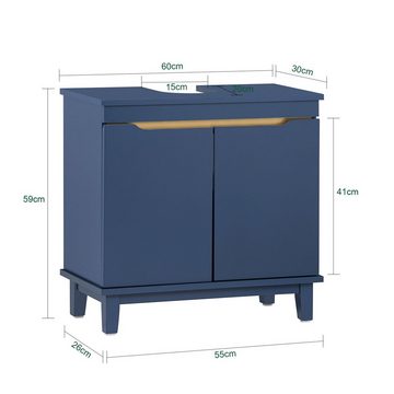 SoBuy Waschbeckenunterschrank BZR113 Badschrank Badezimmerschrank Waschtisch Unterschrank Badmöbel Blau