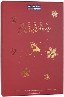 BRUBAKER befüllbarer Adventskalender DIY Weihnachtskalender mit 24 Türchen zum Befüllen - Rot Grün Gold (Traditionelles Weihnachten, 1-tlg), Kalender für Gutscheine Süßigkeiten 32,5 cm Pappe