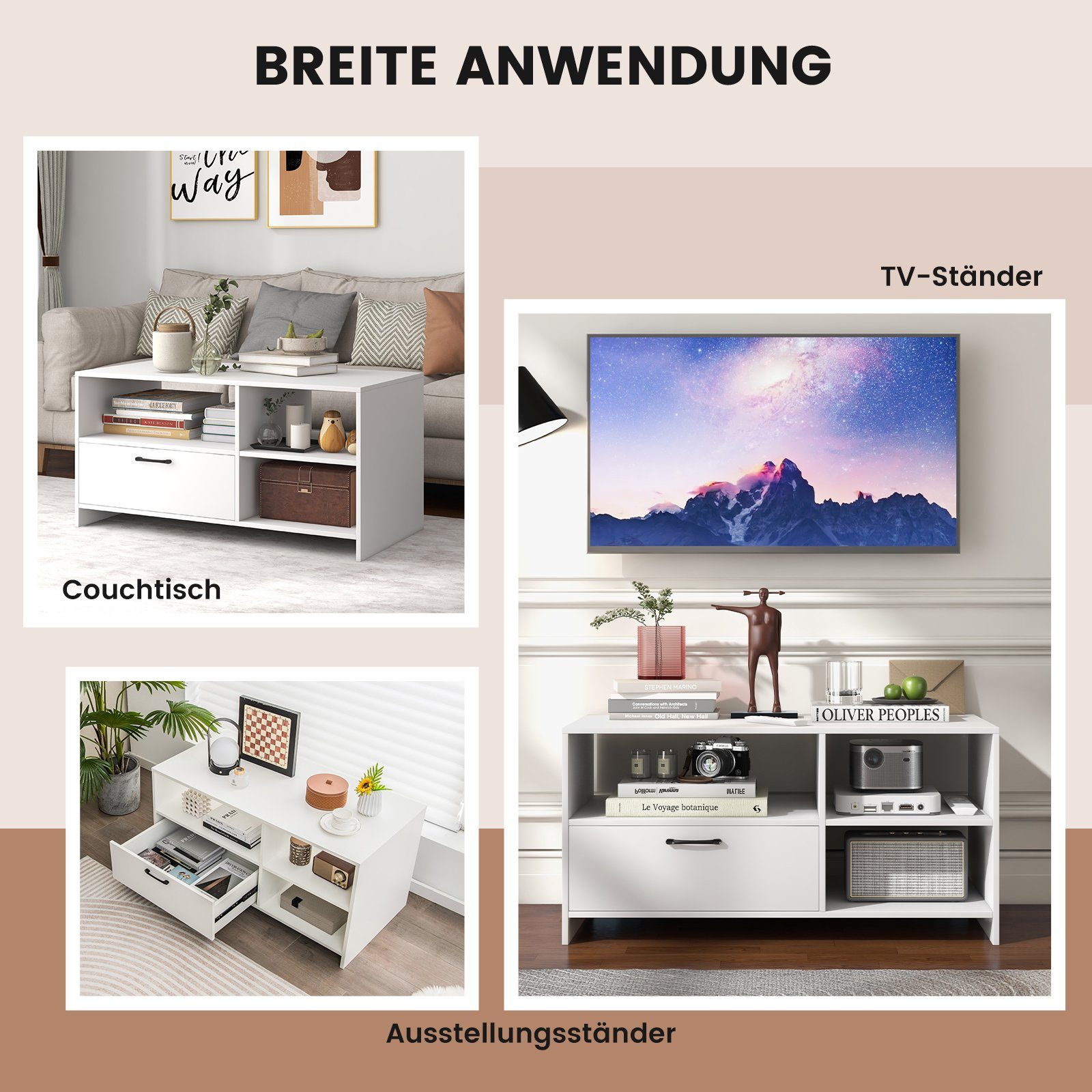 COSTWAY TV-Schrank Lowboard mit Schublade & günstig online kaufen