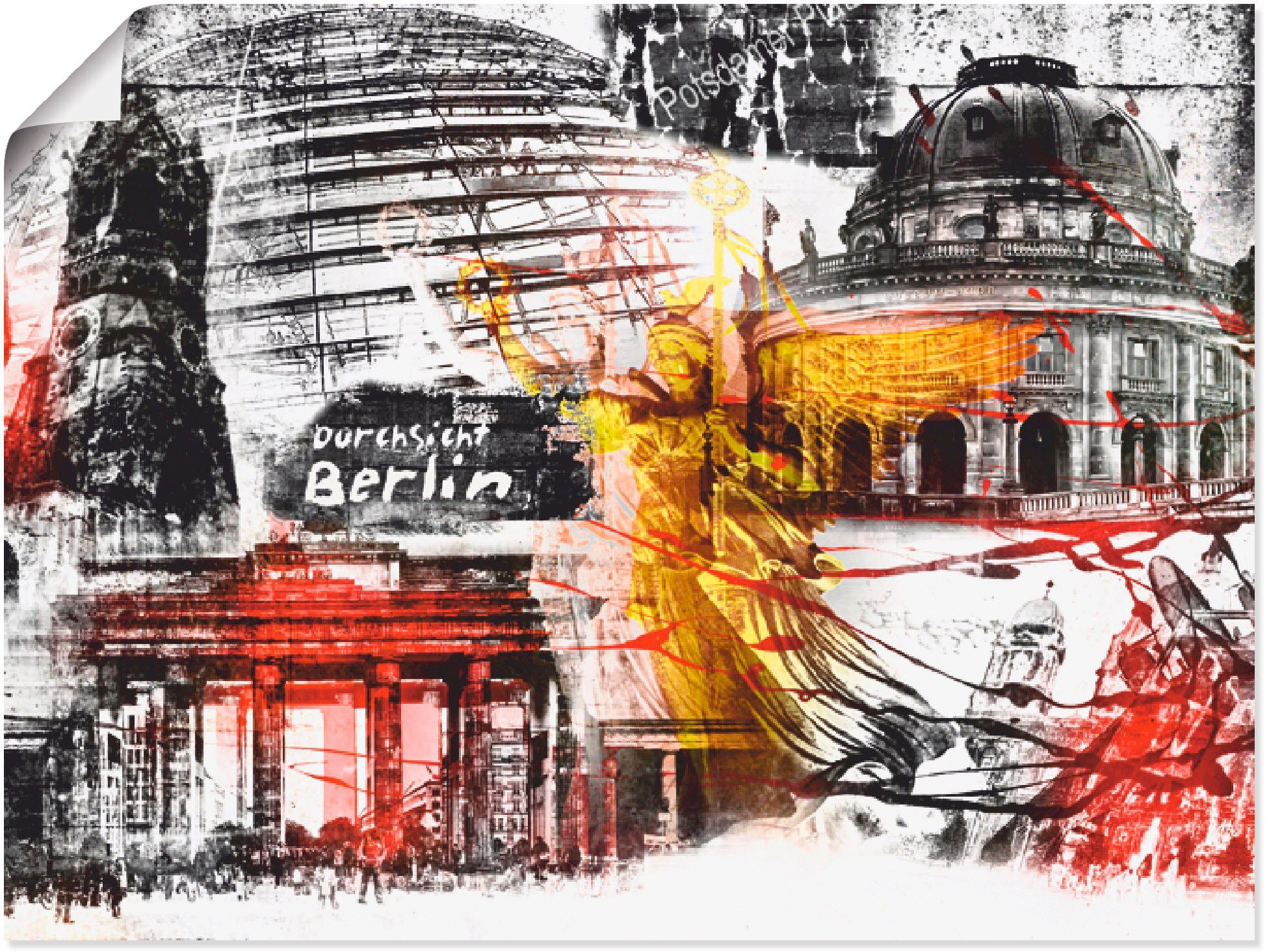 Artland Wandbild Architektonische Leinwandbild, versch. oder Poster Größen Wandaufkleber St), Berlin als (1 VI, Skyline in Collage Elemente