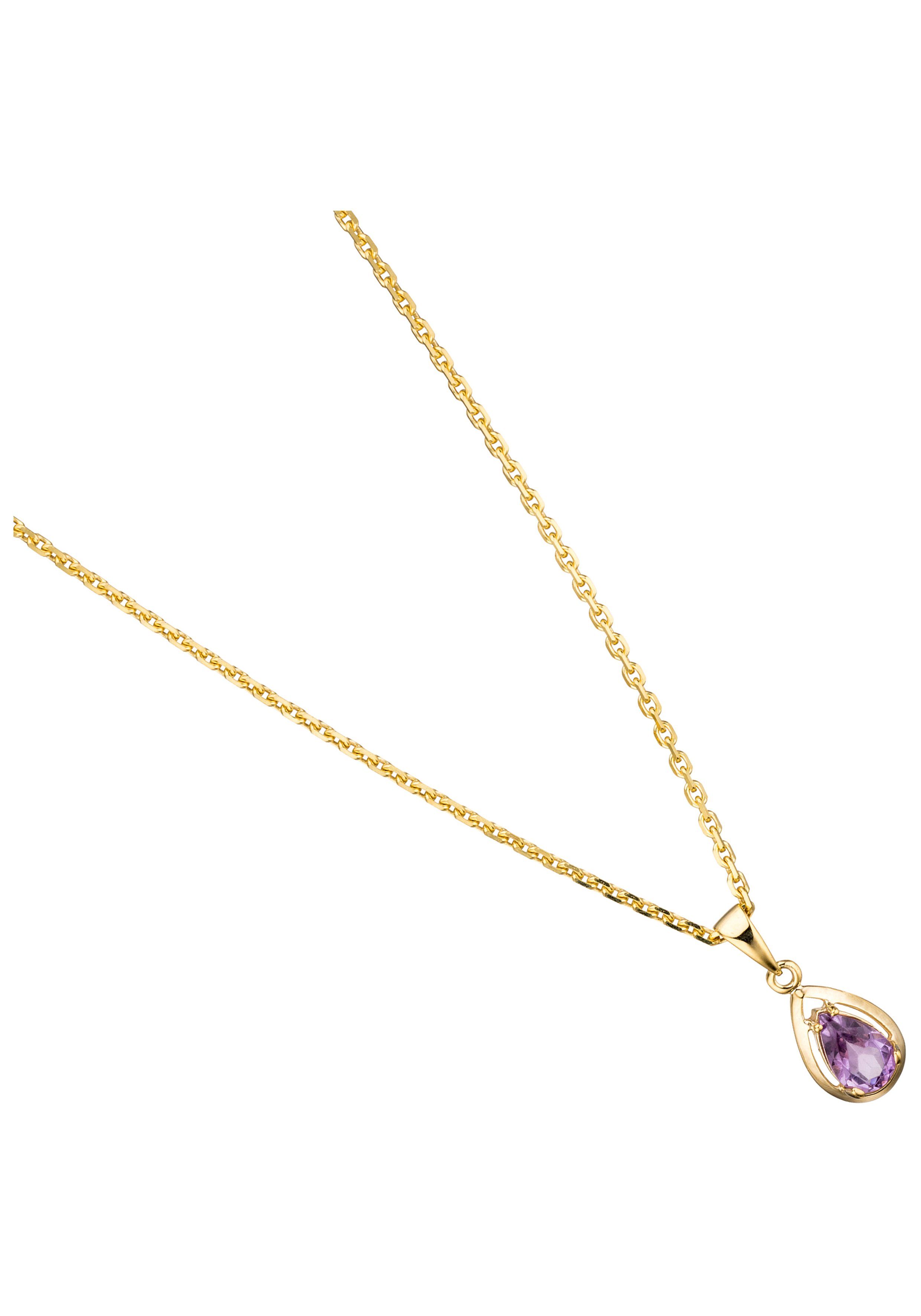 JOBO Kettenanhänger Anhänger Tropfen, 333 Gold mit Amethyst günstig online kaufen