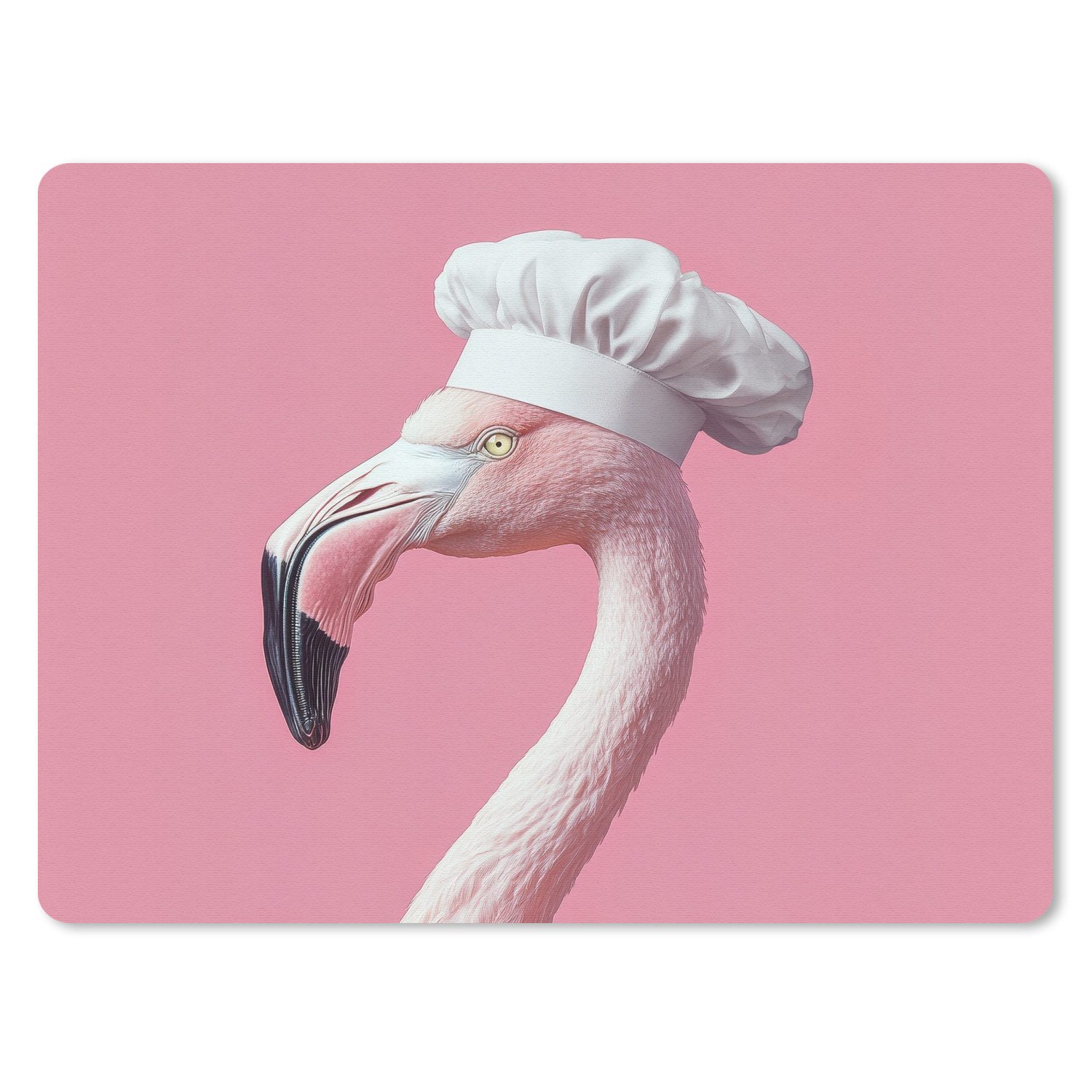 MuchoWow Mauspad Flamingo - Rosa - Kochmütze - Vogel (1-St), Gaming, Mousepad Klein, Büro Zubehör, Mausunterlage, 23x19 cm