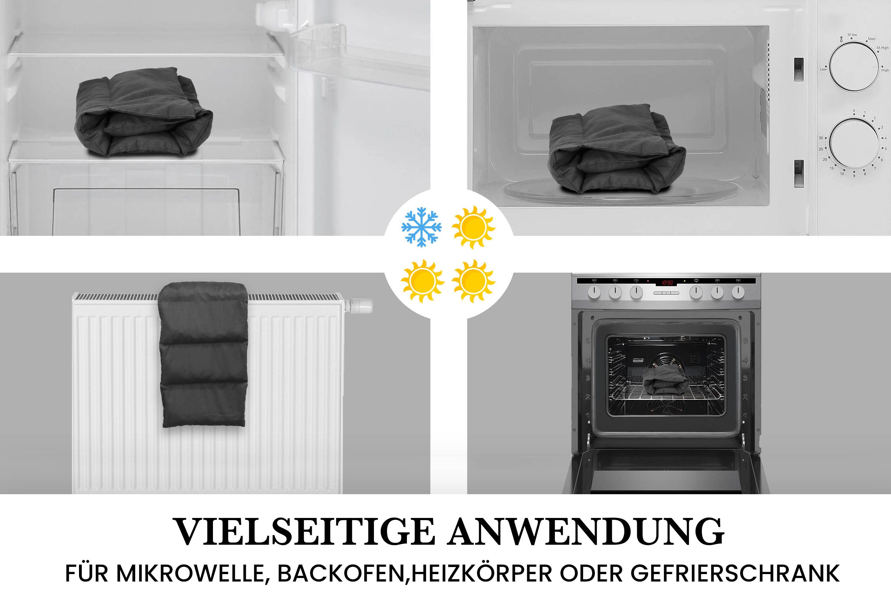 Amilian Kirschkernkissen für Mikrowelle - Kirschkernkissen Nacken Schulter - 55x20 cm, Wärmekompresse - Wärmekissen - Kältekissen, Wärmekompresse, Füllung: 100% Kirschkerne - Bezug: 100% Baumwolle