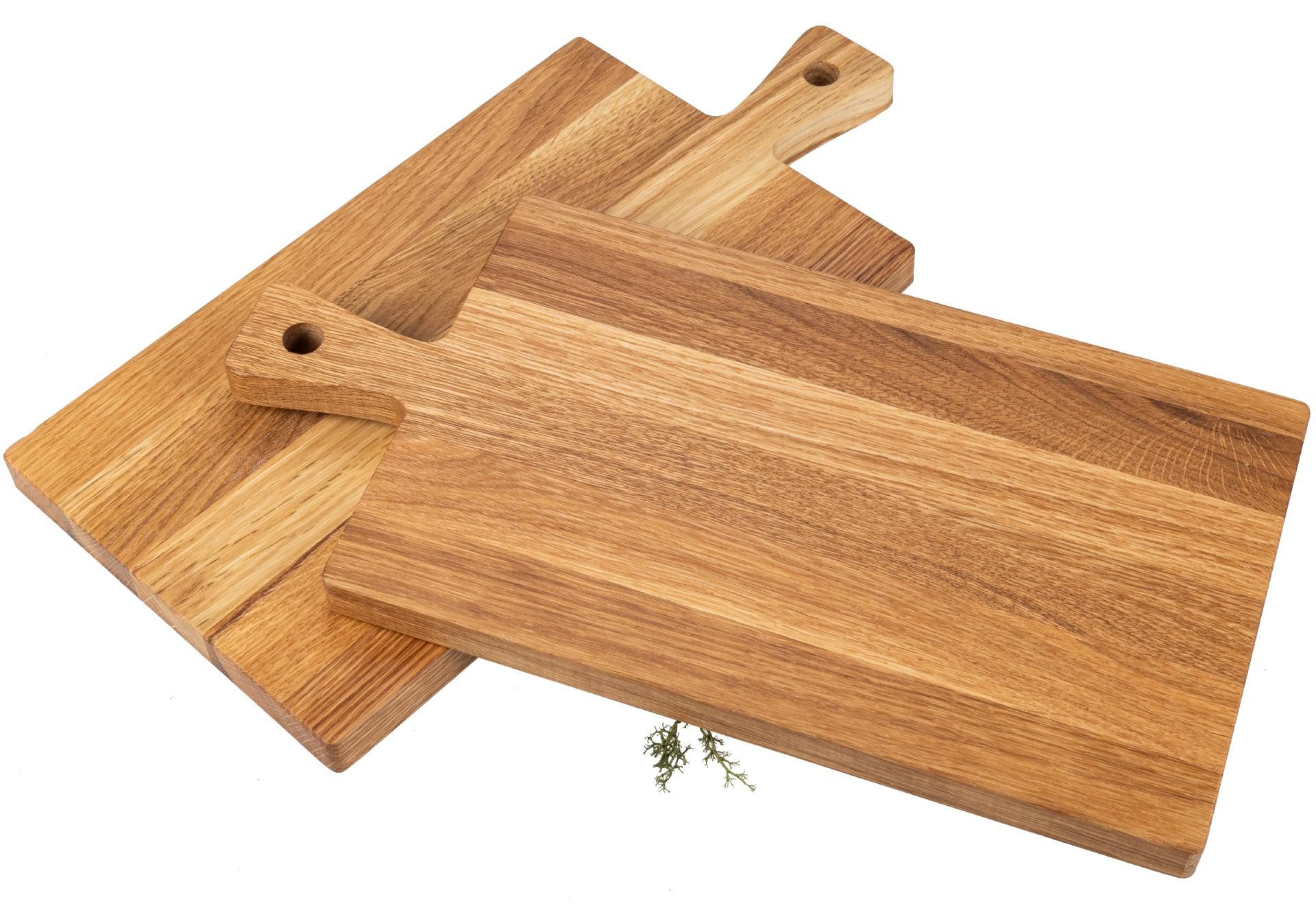 Holz Frank Schneidebrett Schneidebrett mit Griff aus Eiche geölt - Servierbrett 40 x 20 x 2 cm, Holz, (1-St)