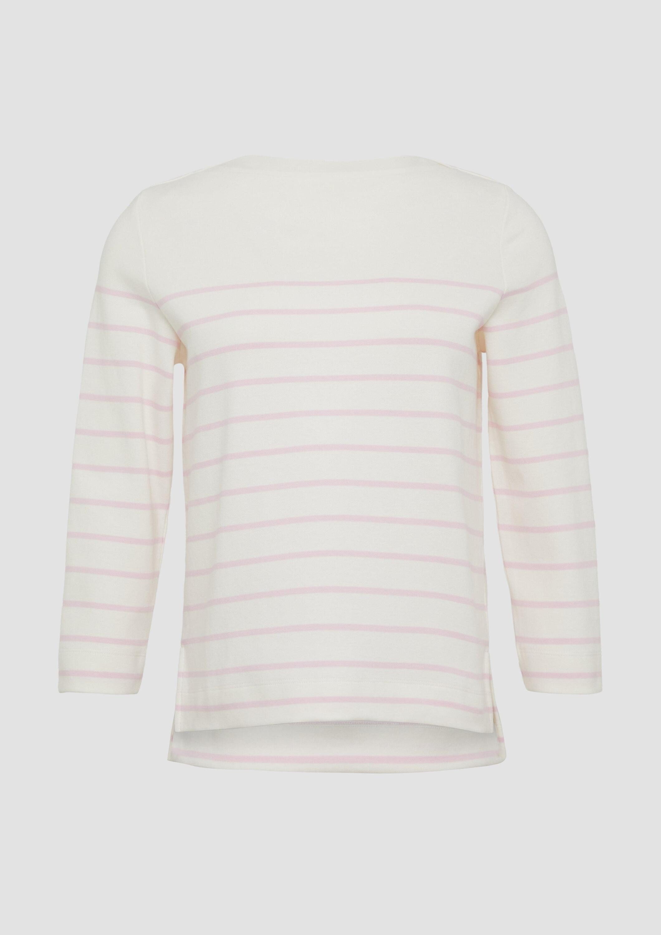 s.Oliver 3/4 Arm-Pullover Sweatshirt Geringeltes Sweatshirt mit U-Boot-Ausschnitt