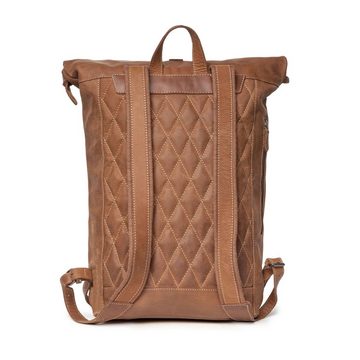 DRAKENSBERG Rucksack Roll-Top »Ryan« Havanna-Braun, Herren, Damen, eleganter Fahrradrucksack aus Leder mit Laptopfach