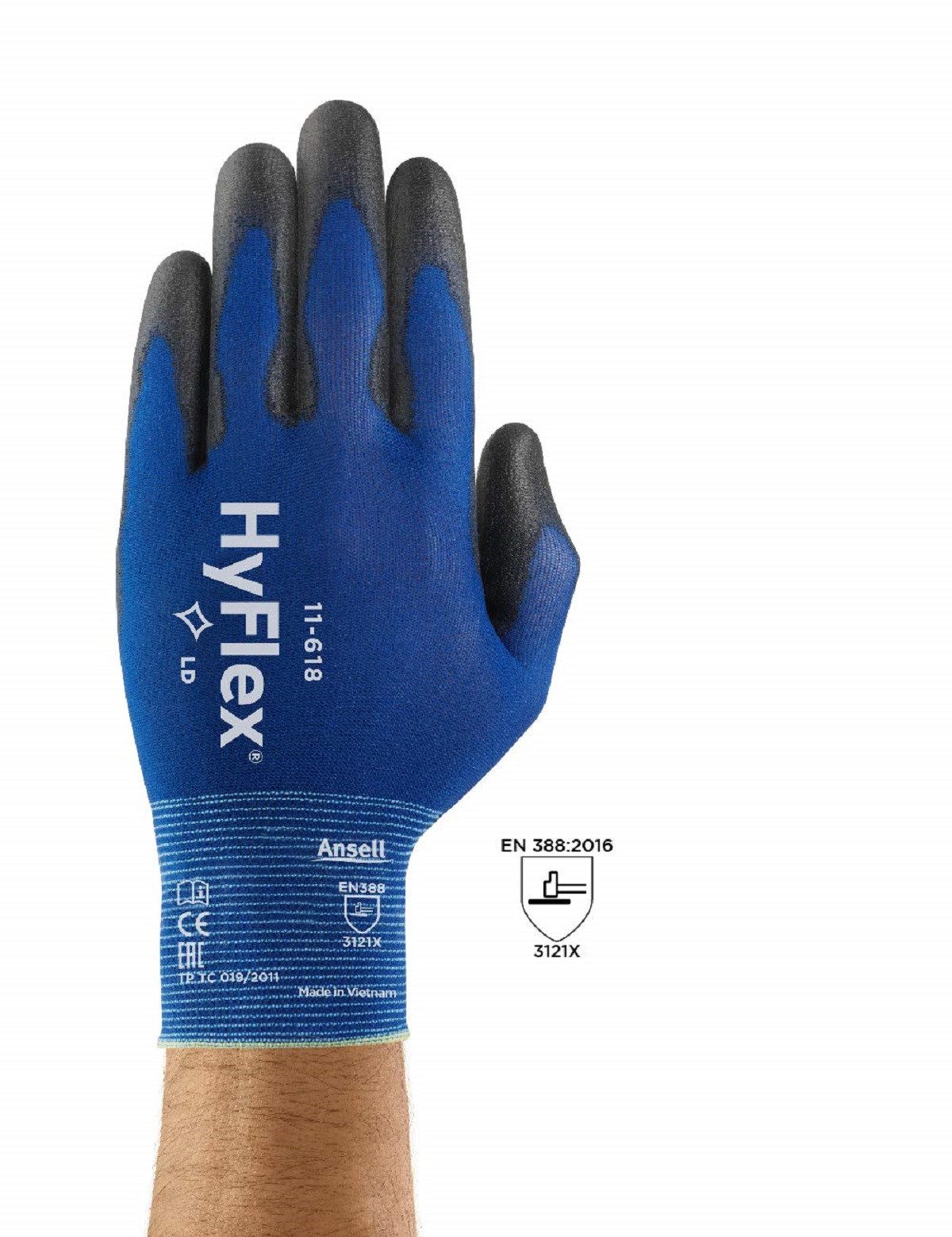 ANSELL Arbeitshandschuhe Arbeitshandschuhe aus Nylon, extra dünn, Größe 9, 1 Paar Mechaniker-Handschuh, strapazierfähig, blau, Mehrzweck
