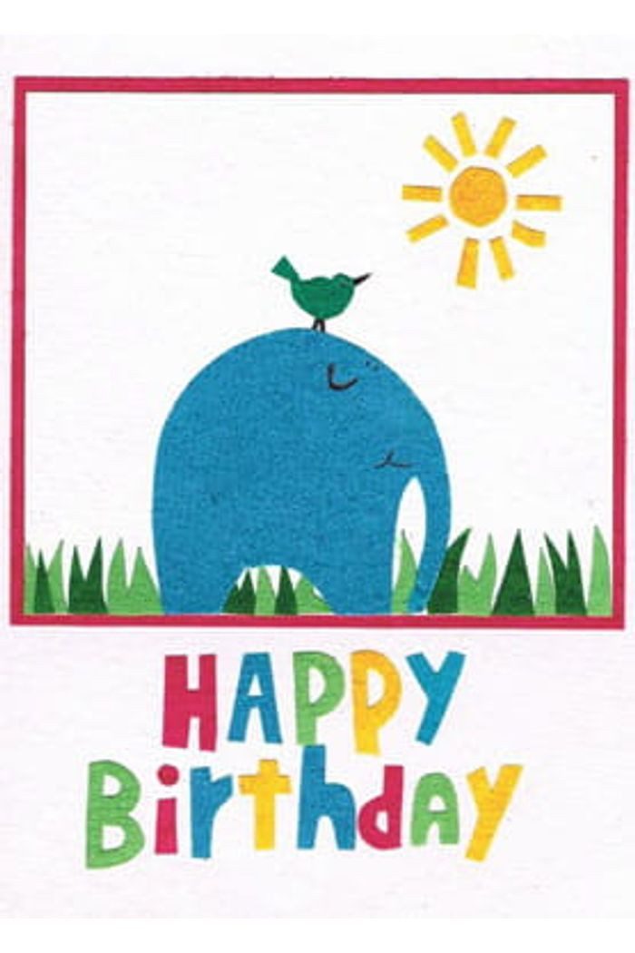 Cards from Africa Geburtstagskarte Recycling - Bird & Elephant - Ruanda, Handgefertigt · Recyceltes Glas · Unikat
