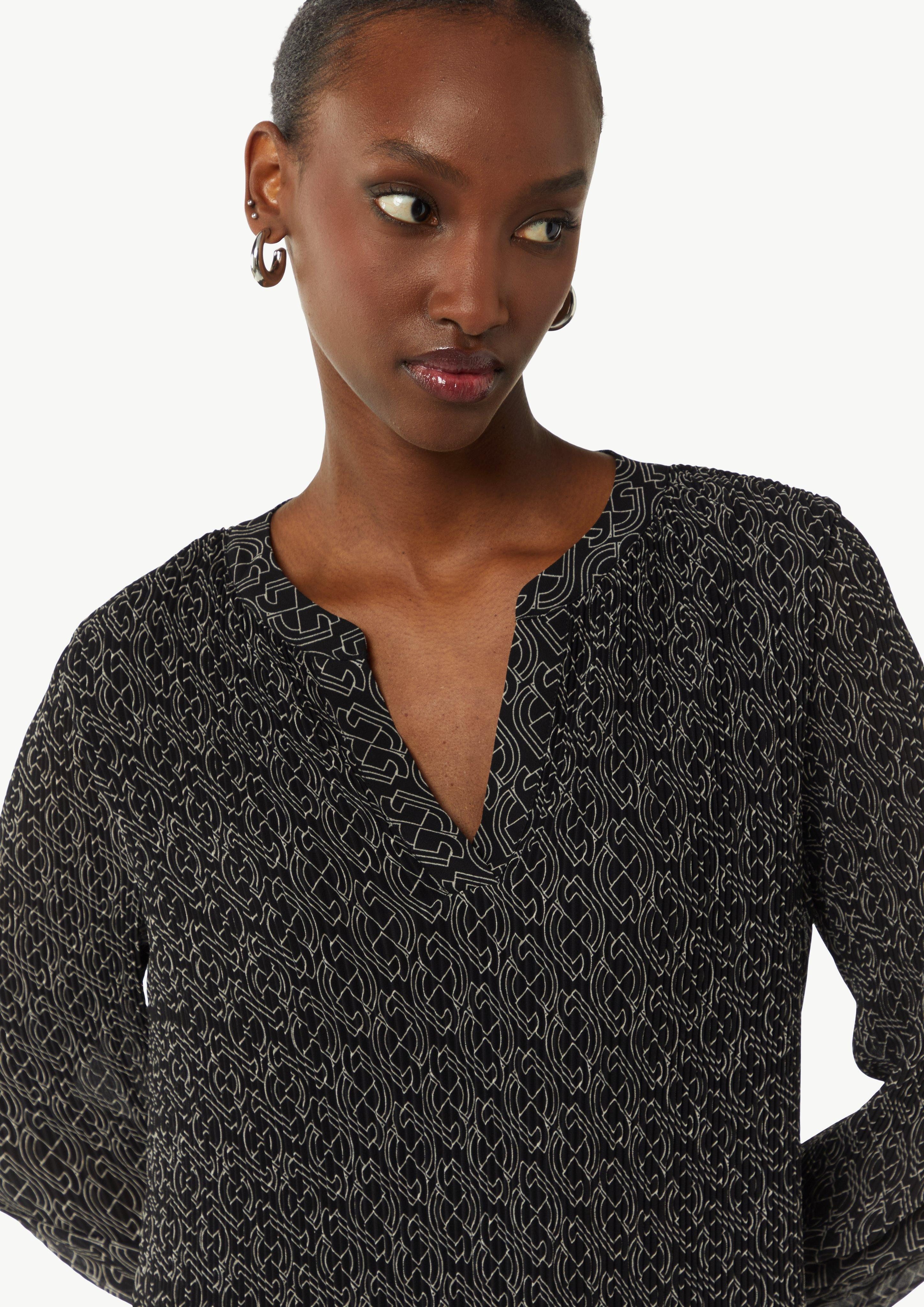 Comma Minikleid Plissiertes Chiffon-Kleid mit V-Ausschnitt günstig online kaufen