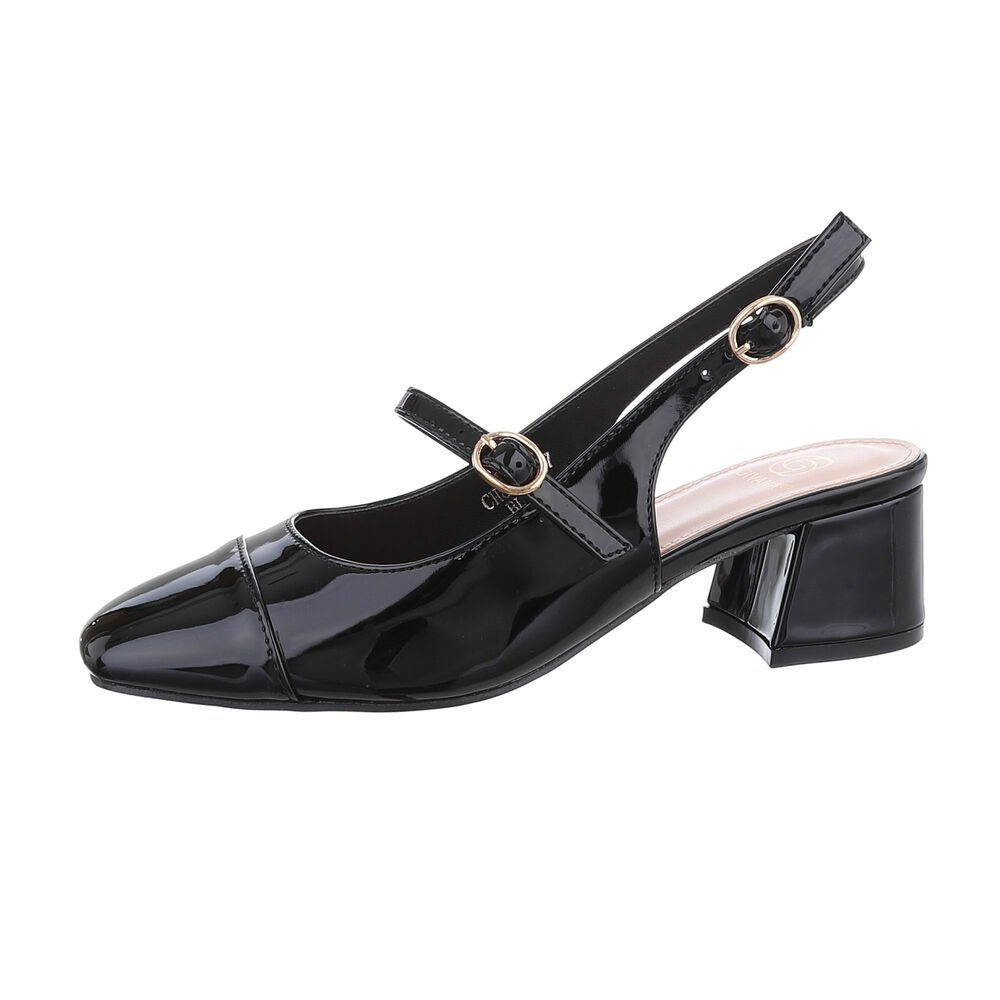 Ital-Design Damen Abendschuhe Elegant Schnürpumps Blockabsatz Schnür- & Riemchenpumps in Schwarz