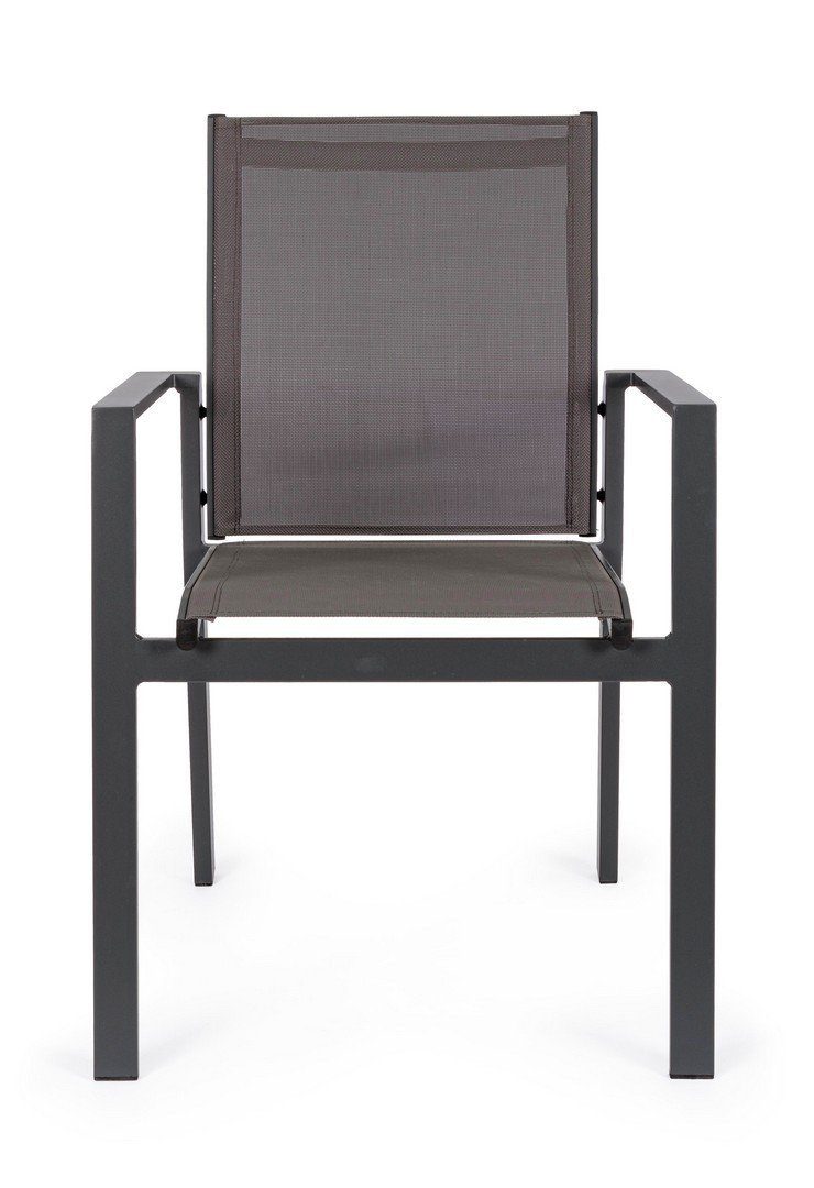 Natur24 Gartenstuhl 6er Set Stühle Crozet 56,5 x 62 x 88 cm Aluminium und Textil