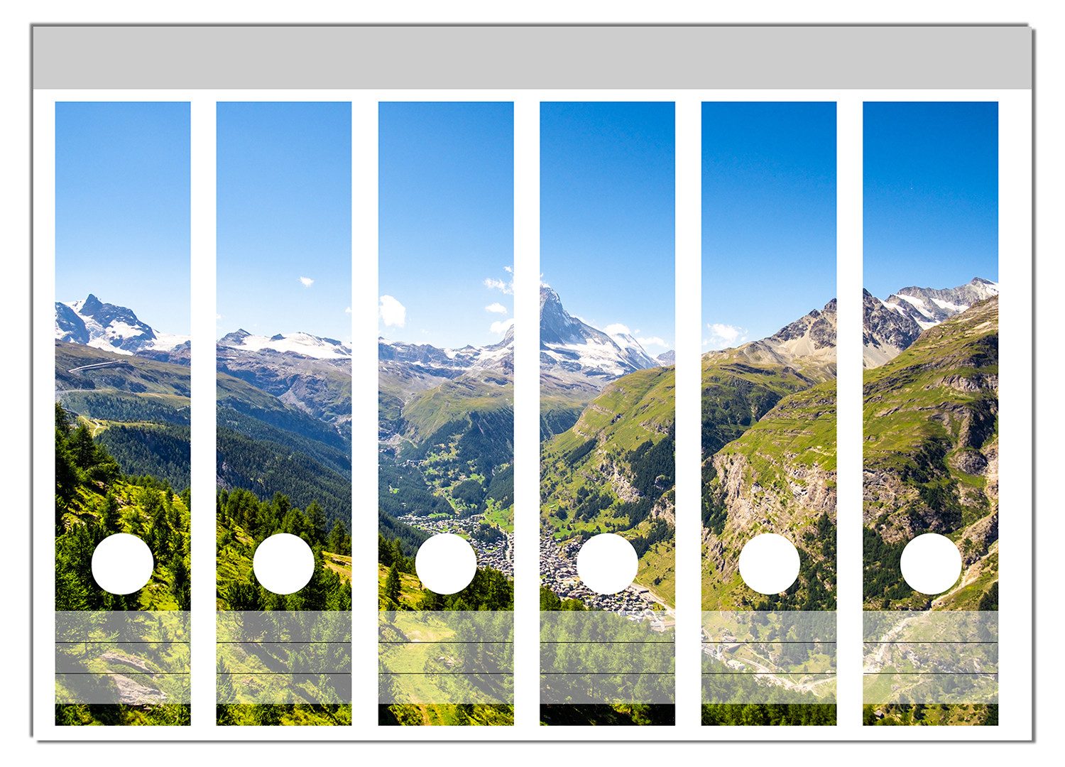 Wallario Sommerliches Alpenpanorama, Ordnerrücken-Sticker in verschiedenen Ausführungen