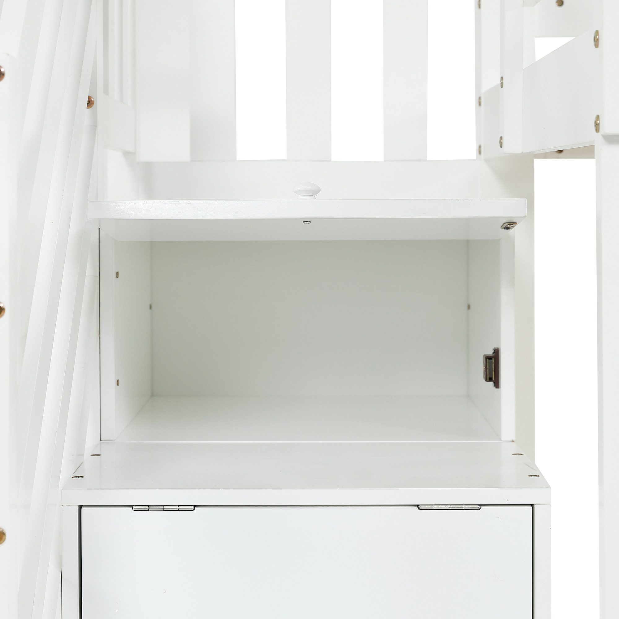 Merax bunk bed (3 lockers in the stairs, 1-pc., pine wood bed, youth bed, house bed with safety rail), children's bed 90x200cm with storage stairs, loft bed with window & roof