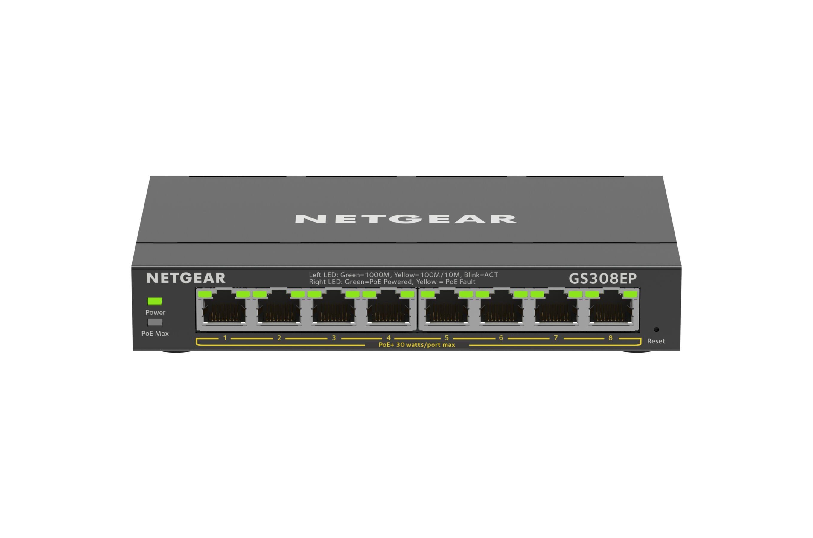 NETGEAR 8-Port Gigabit Ethernet PoE+ Plus Switch Netzwerk-Switch
