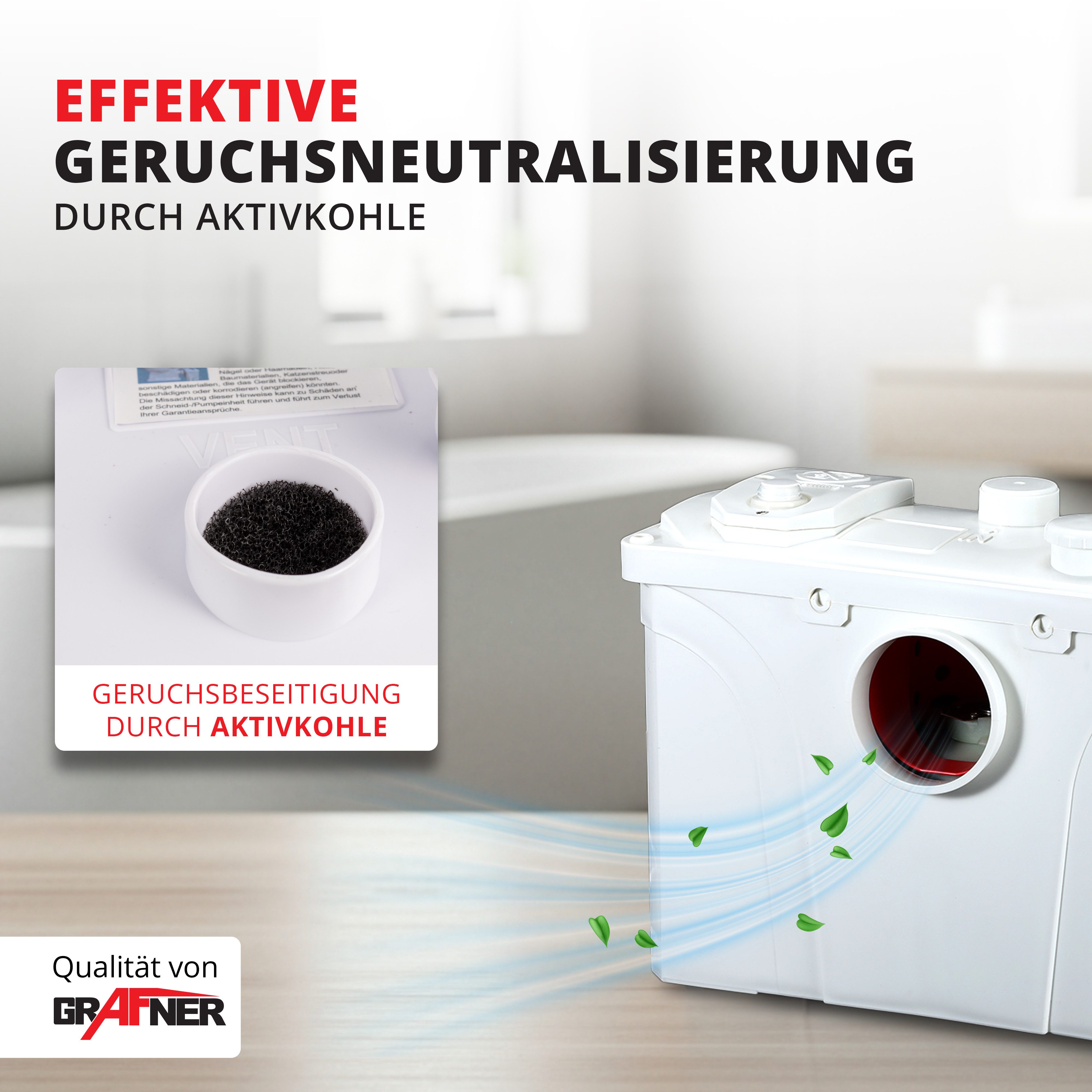 Grafner Hebeanlage WC Hebeanlage mit Schneidwerk 700W 140L/min, 140l/h Fördermenge – Bild 5 von 5