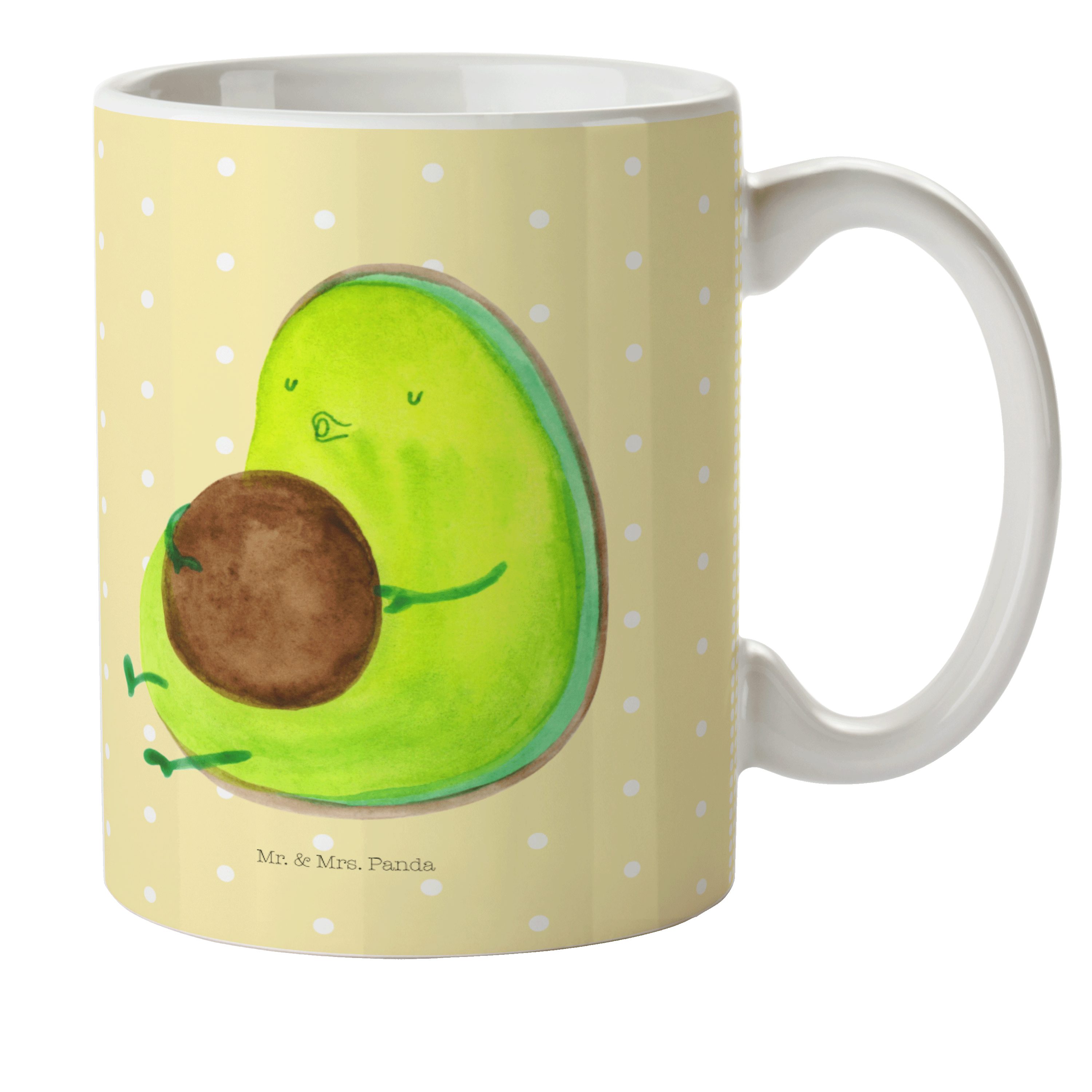 Mr. & Mrs. Panda Kinderbecher Avocado pfeift - Gelb Pastell - Geschenk, Pummelfee, Kaffeetasse, Cam, Kunststoff | Kindergeschirr