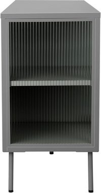 andas Sideboard Aubres, Pulverbeschichtet aus Metall, mit drei Glastüren und Einlegeböden