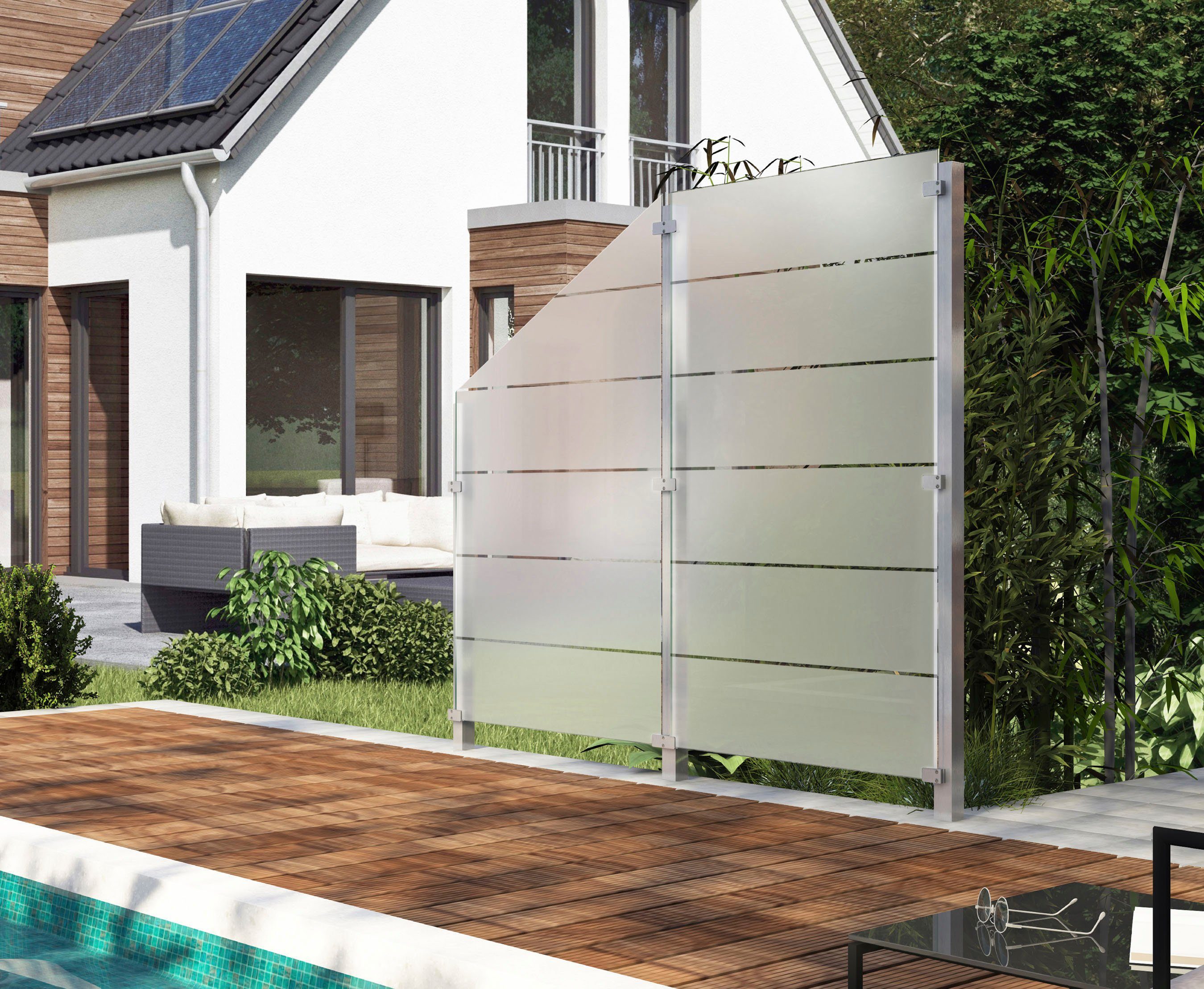STAKET PRO Zaun, (Set), Glaszaun, Gesamtlänge: 2,29 m, 3 Pfosten