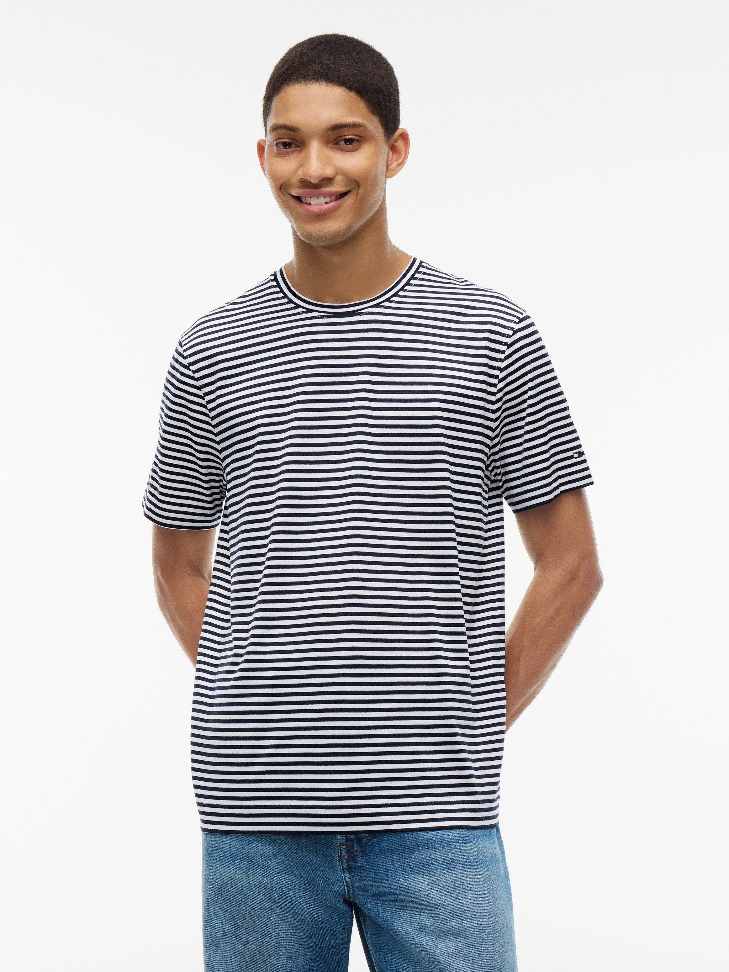 Tommy Hilfiger T-Shirt DC MERCERIZED STRIPE softe Premium Baumwolle Merzerisiert