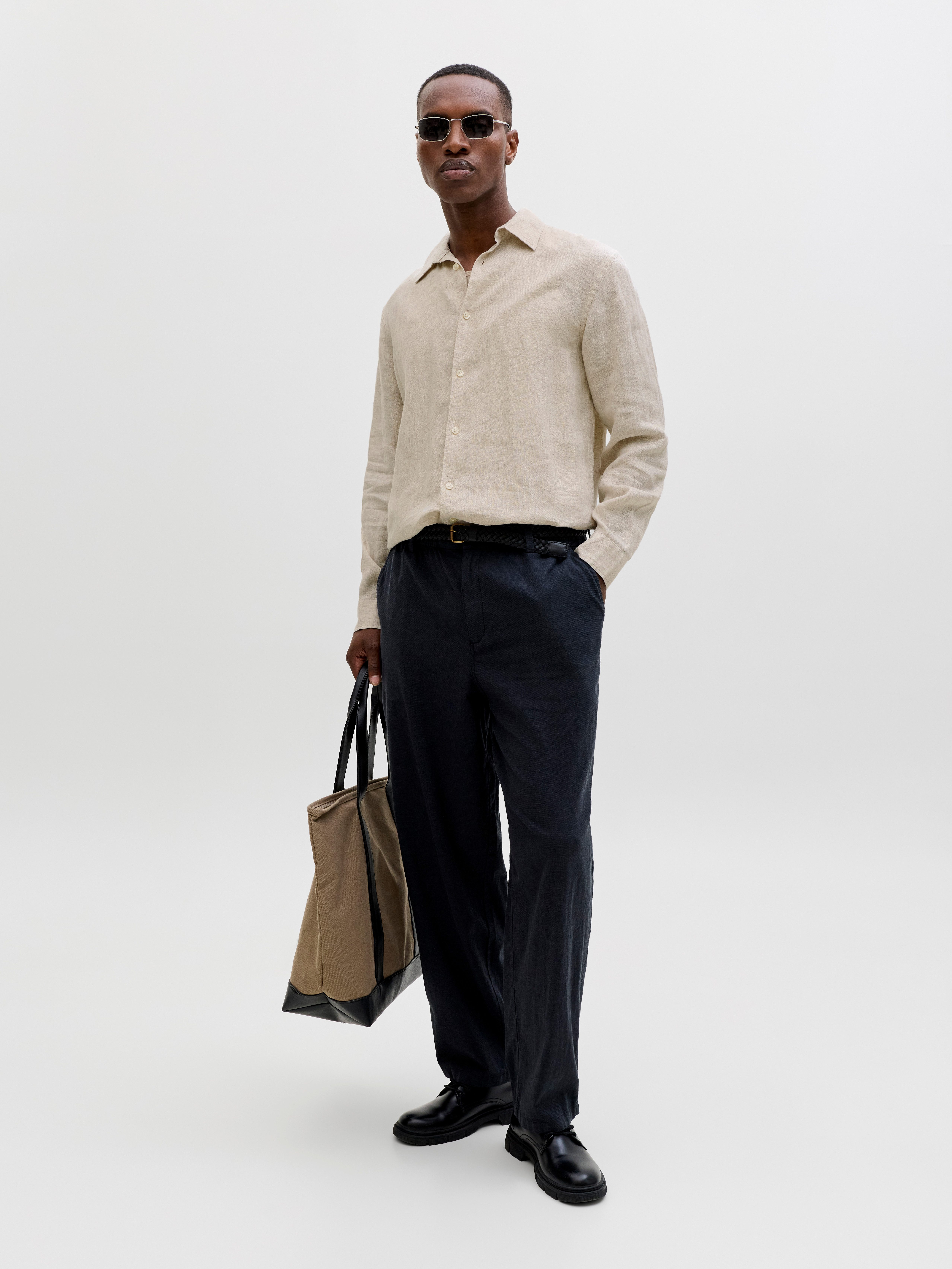 Jack & Jones Langarmhemd JPRBLALAWRENCE LINEN LS SHIRT SN Leinen, relaxed fit – Bild 5 von 5